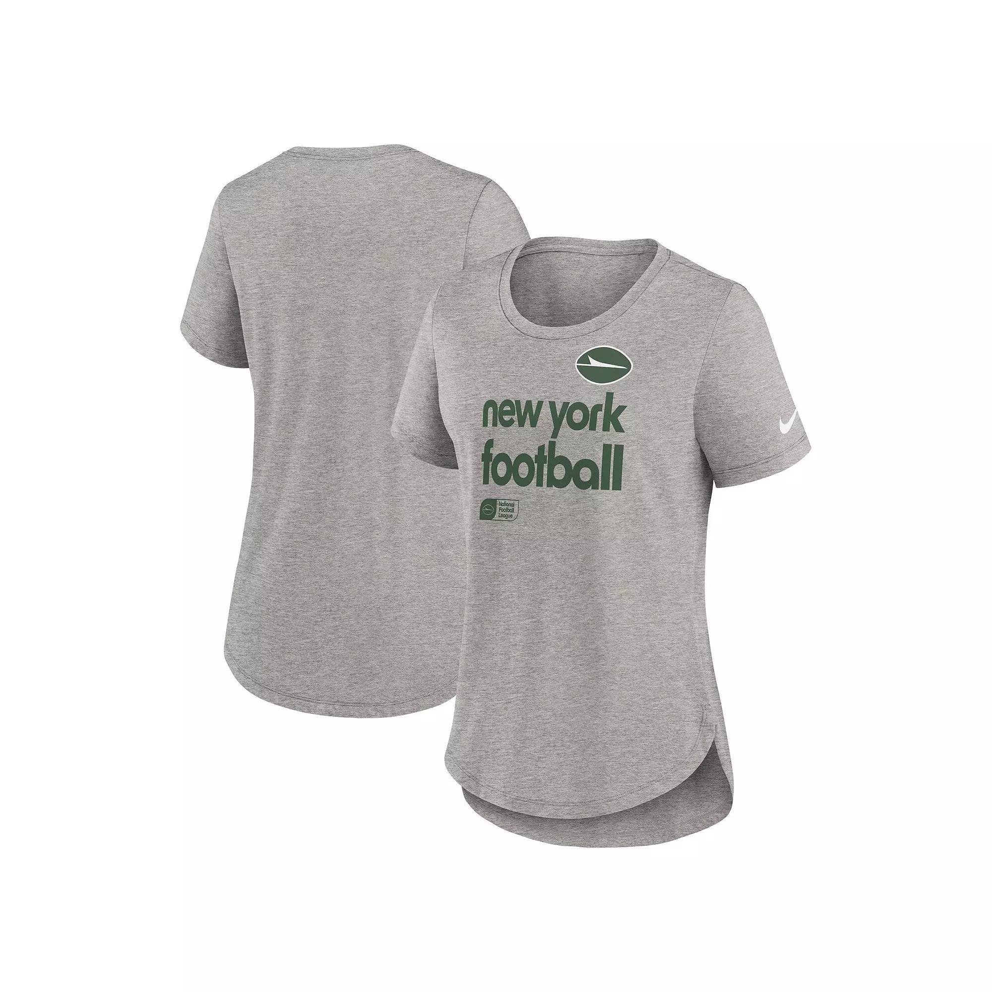 Women's Nike Heather Gray New York Jets Team Shout-Out Tri-Blend T-Shirt,  Product Image