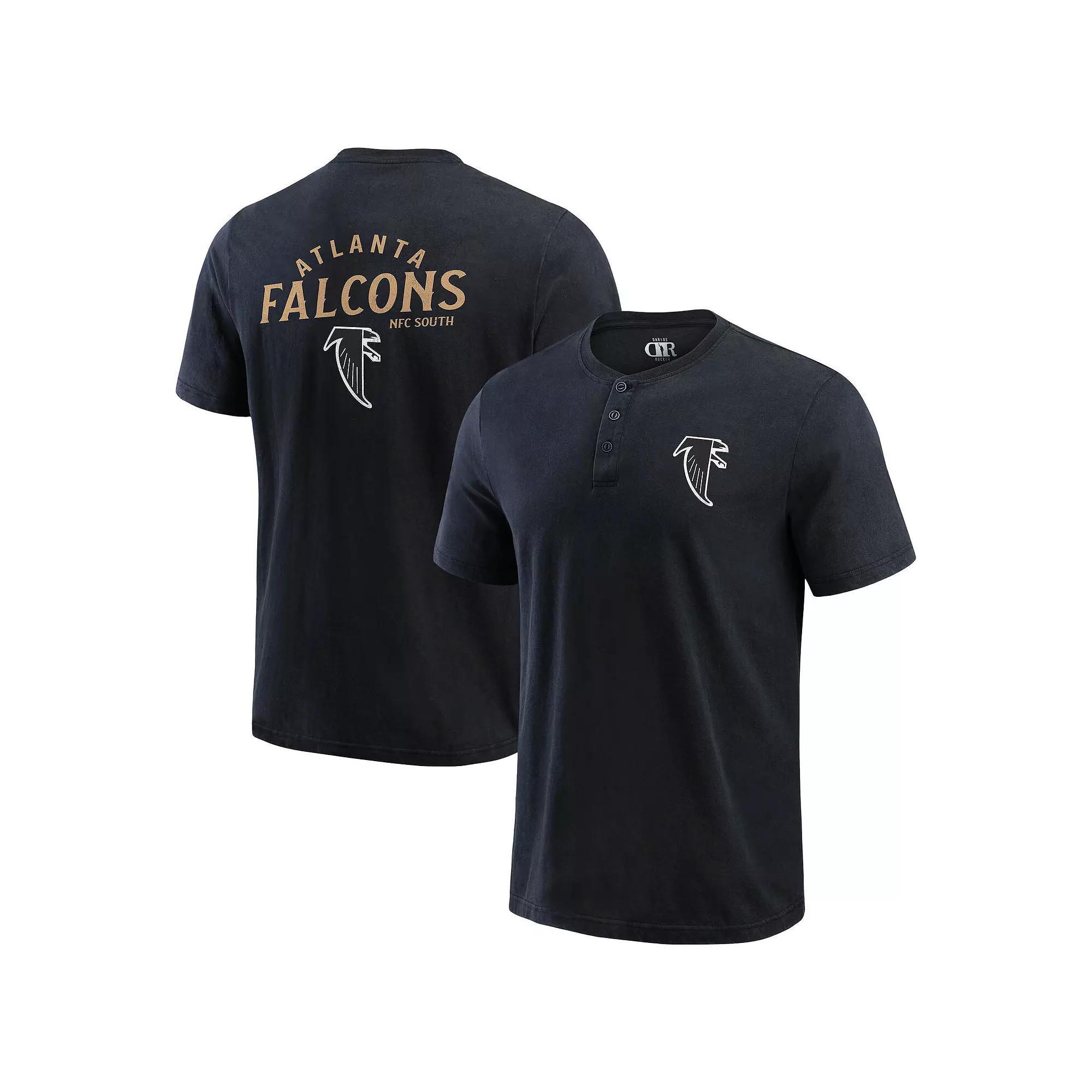 Men's Darius Rucker Collection by Fanatics Black Atlanta Falcons Washed Henley T-Shirt, Size: Small Product Image