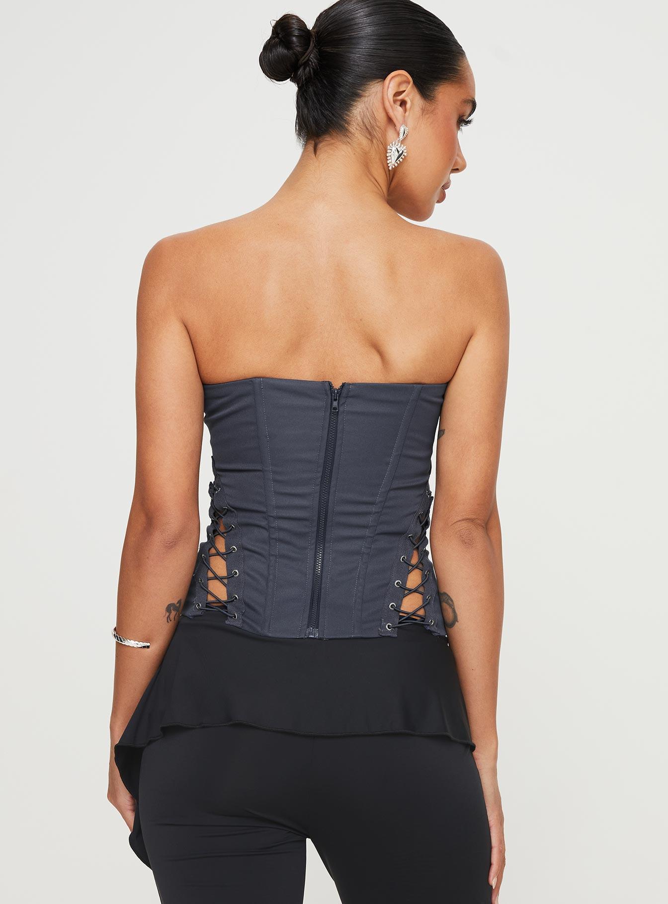 Eden Lace Up Corset Blue Product Image