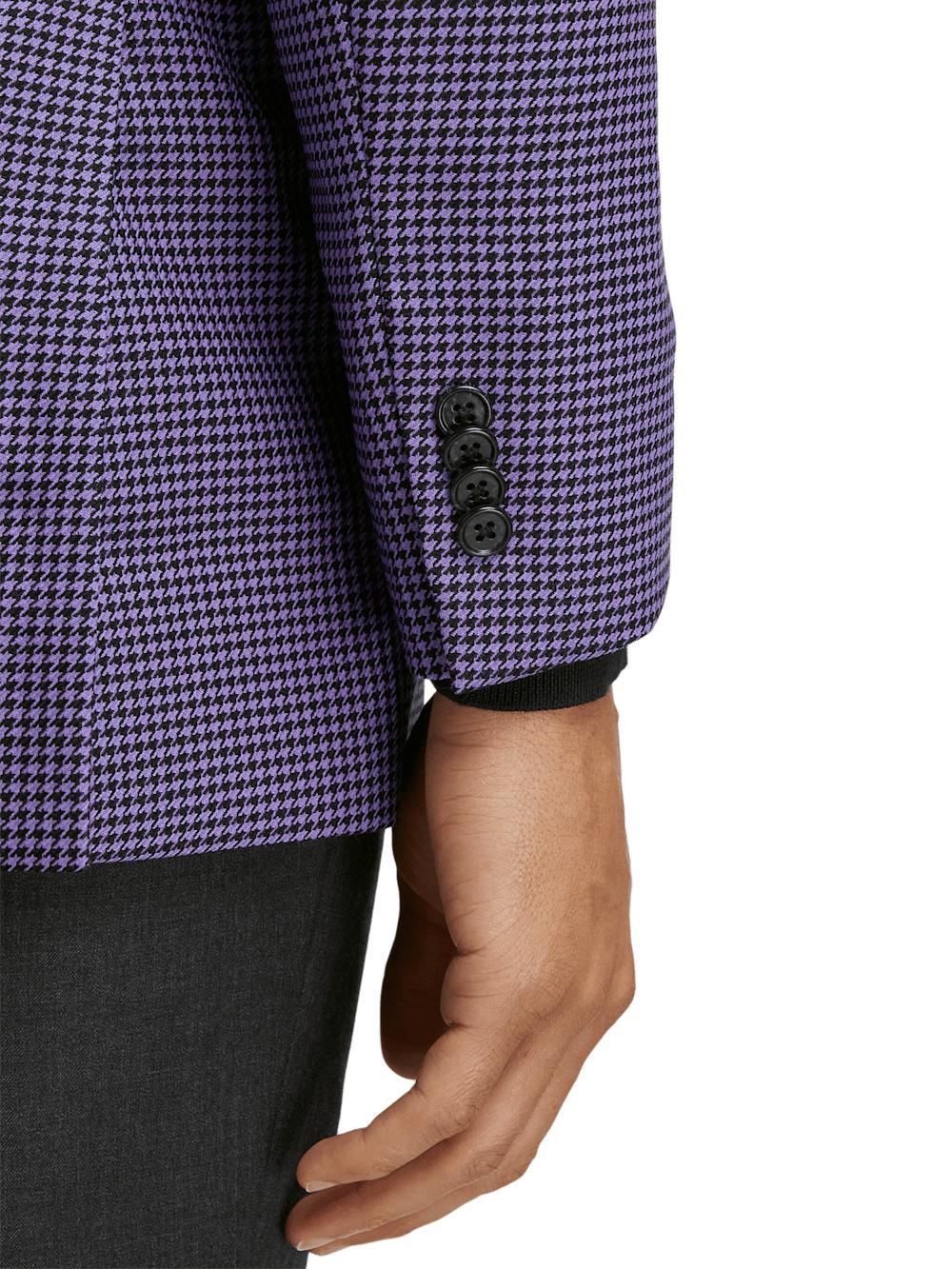 Wool Houndstooth Single Breasted Peak Lapel Sport Coat - Purple Product Image