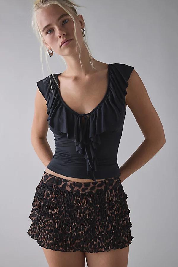 Kimchi Blue Jada Ruffle Scoop Neck Jersey Knit Top Womens at Urban Outfitters Product Image