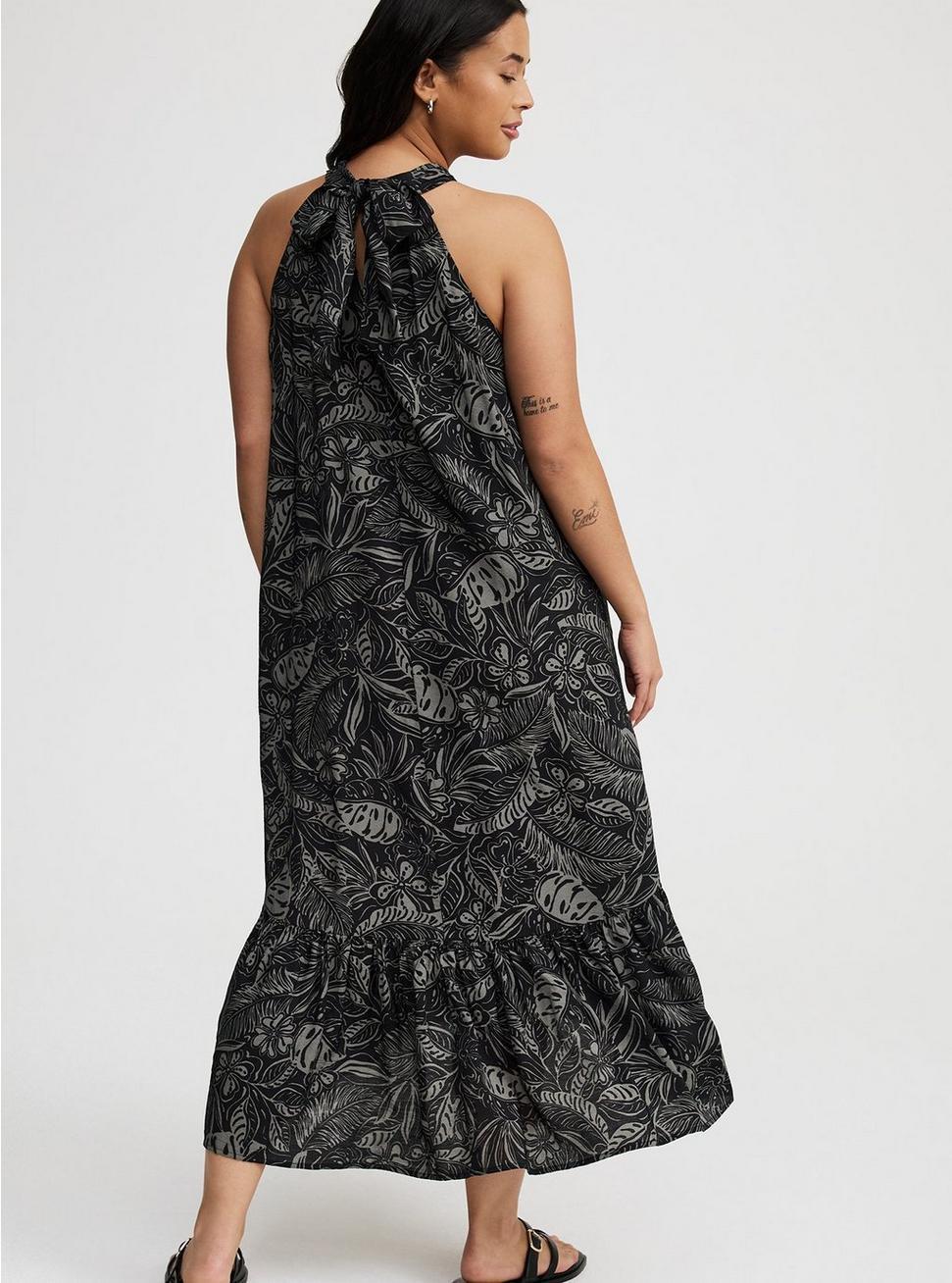 Midi High-Neck Tie-Back Dress Product Image