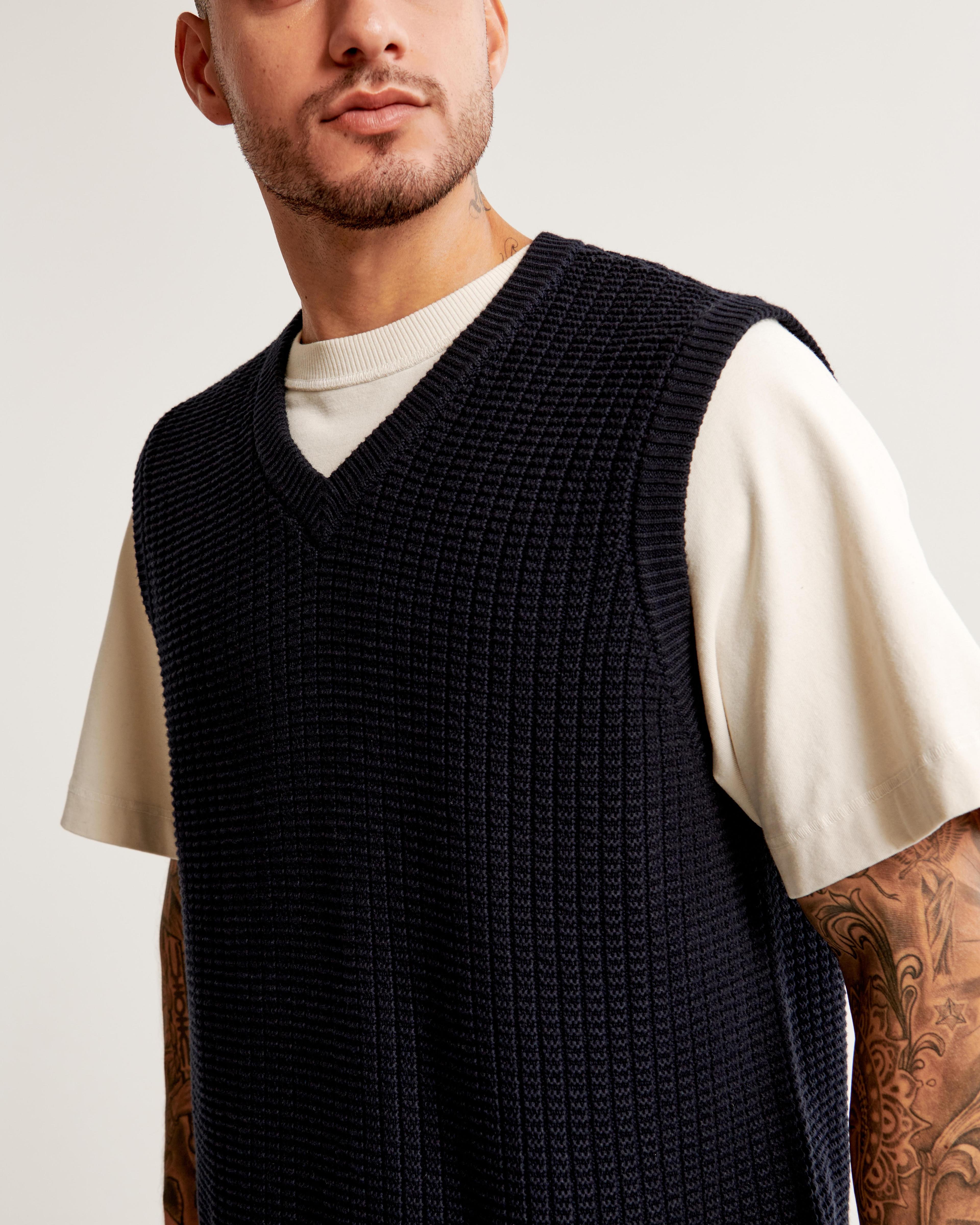 Oversized Stitchy Sweater Vest Product Image