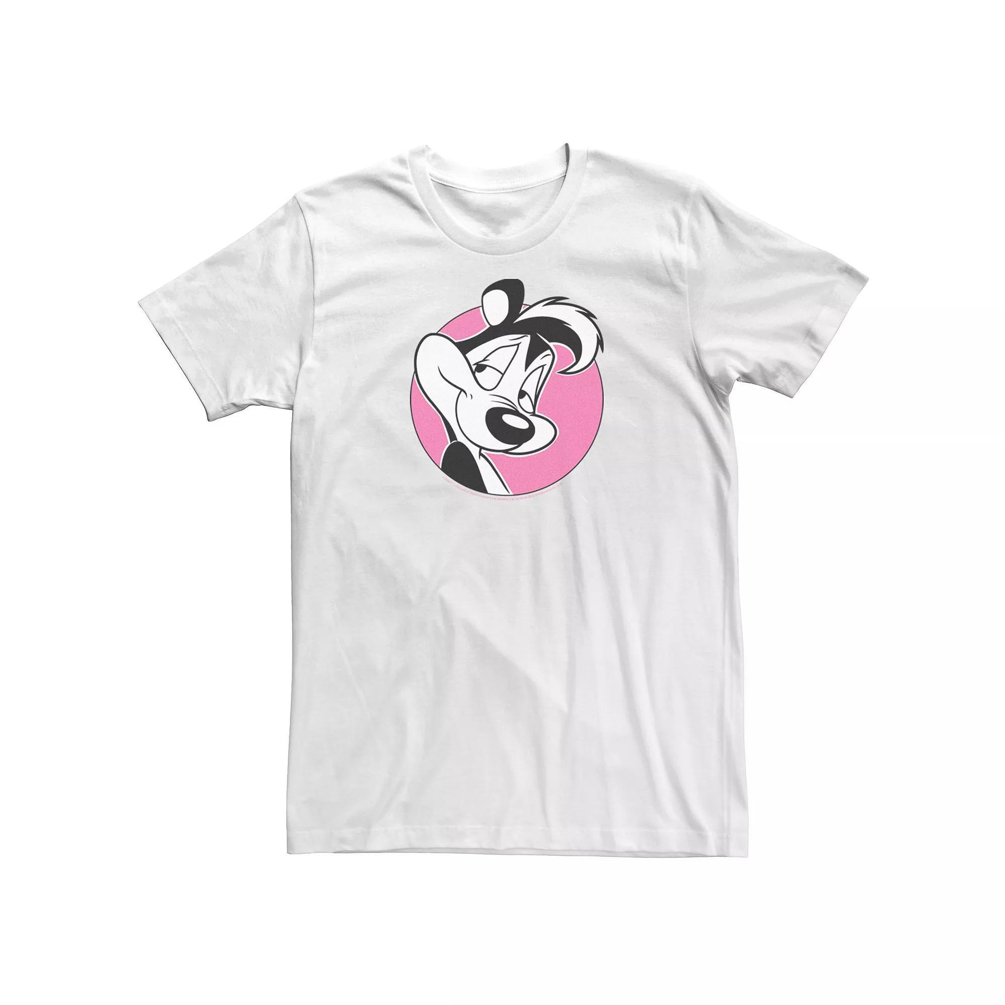 Men's Looney Tunes Pepe Le Pew Pink Circle Portrait Tee, Size: XL, White Product Image