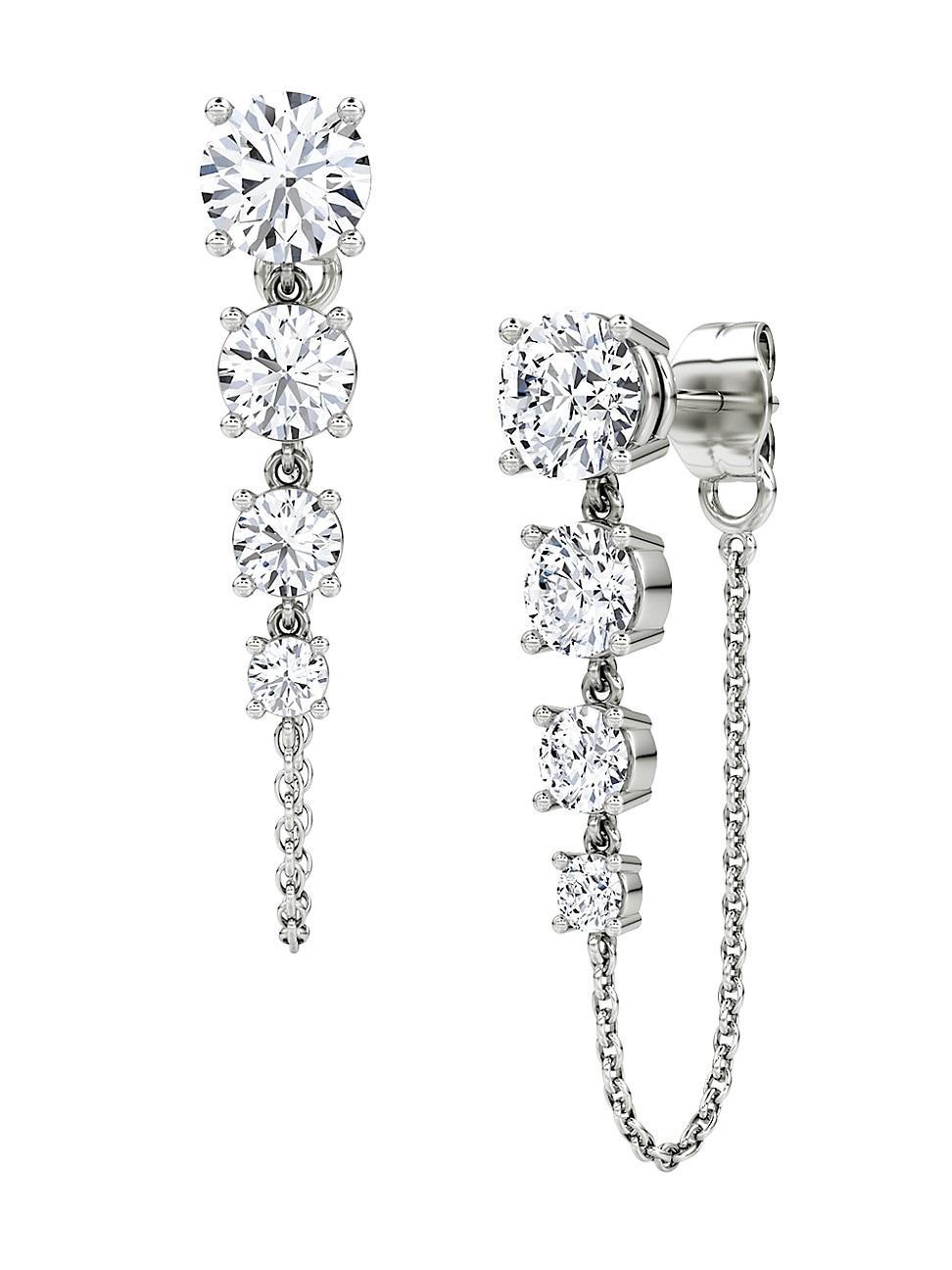 Womens VRAI X Brides 14K White Gold & 1.85 TCW Lab-Grown Diamond Linked Tennis Earrings Product Image