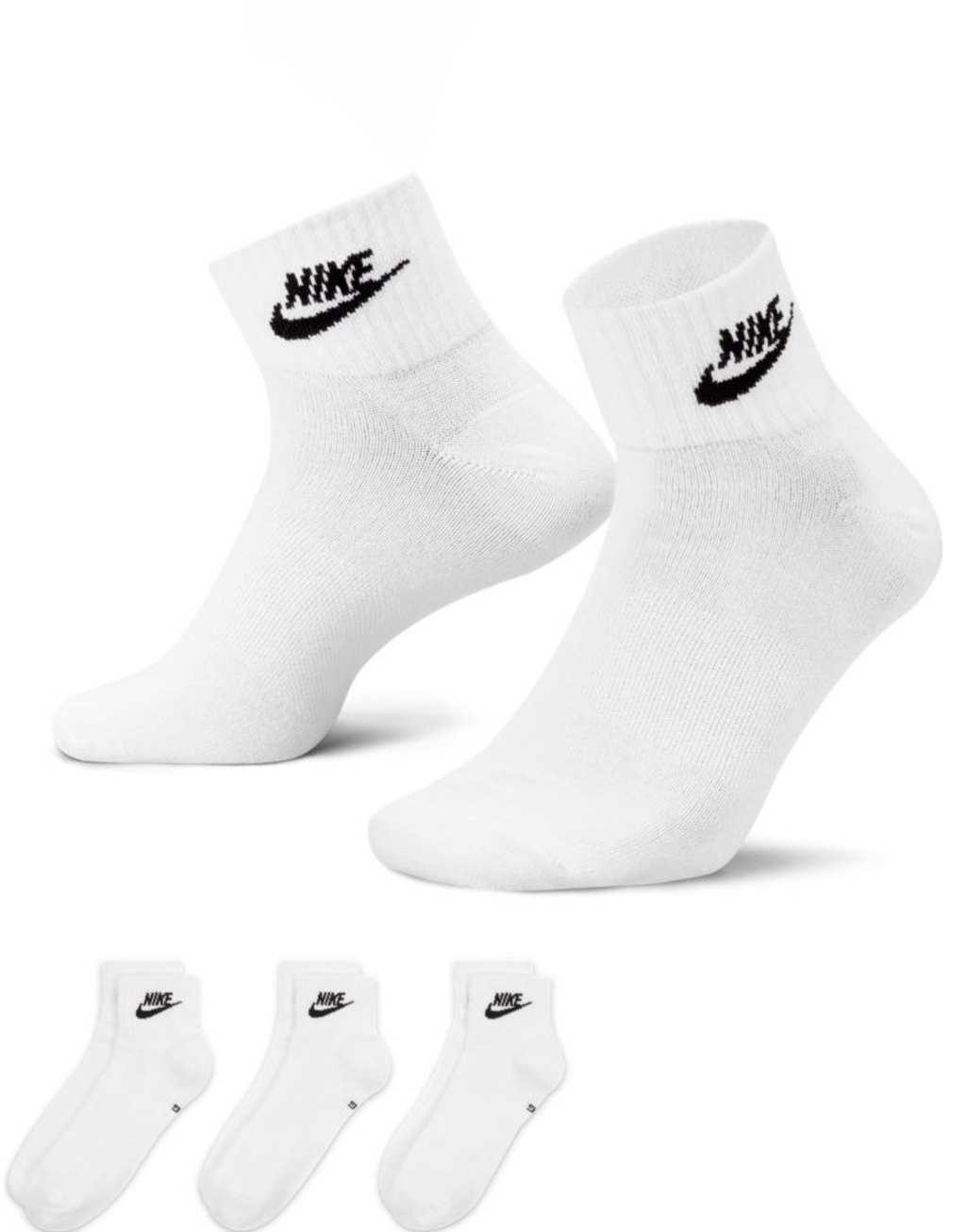 Nike Everyday Essential 3 pack ankle socks in white Product Image