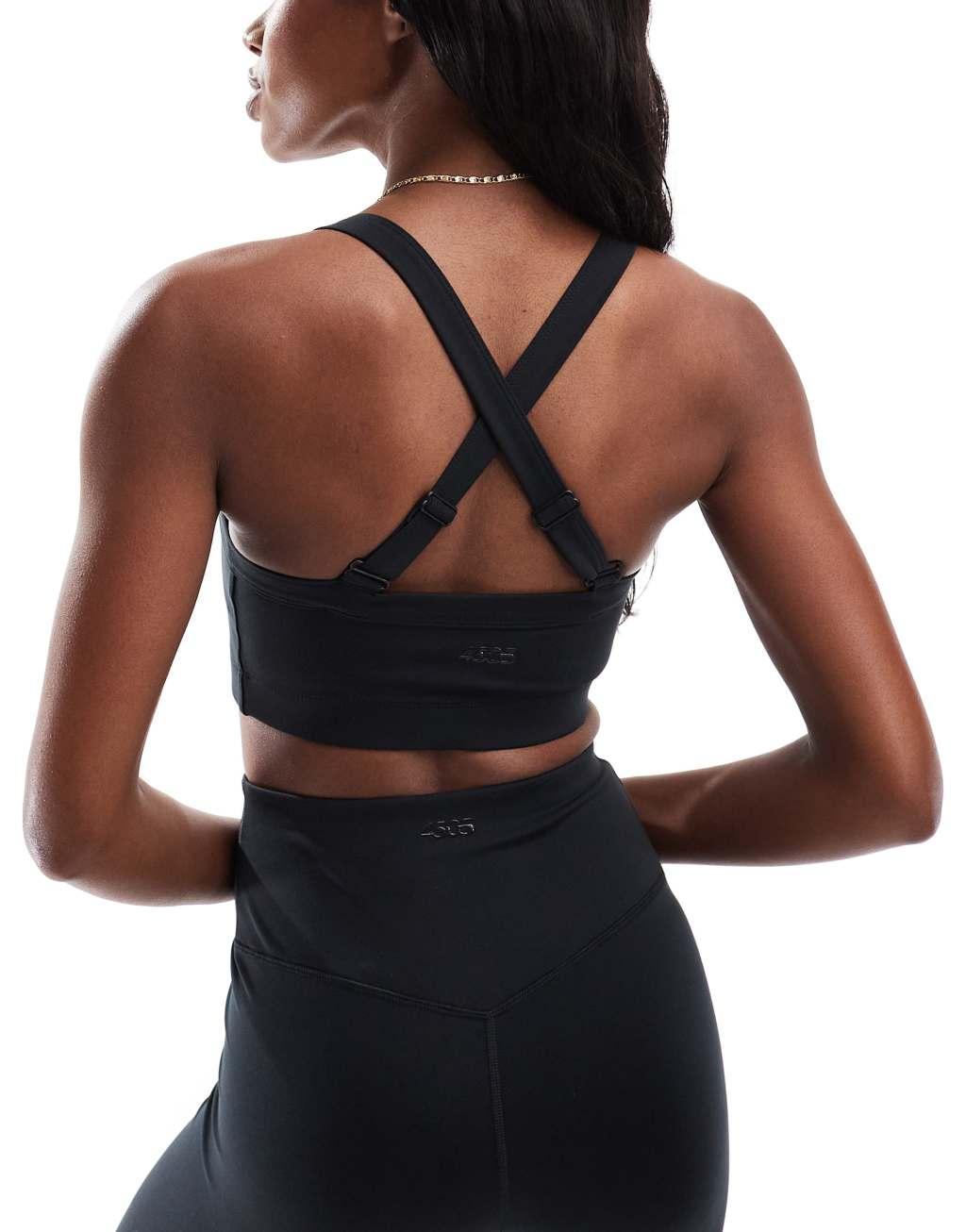 ASOS 4505 Icon medium support square neck sports bra in black Product Image