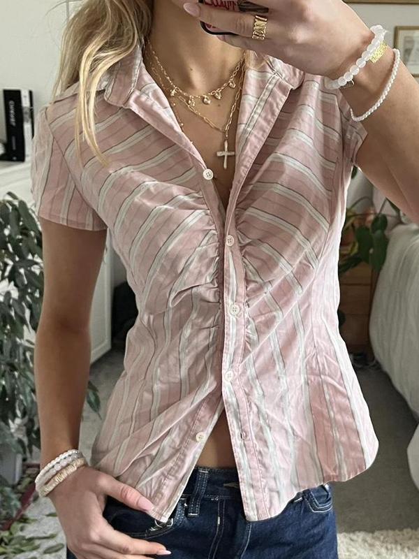 Striped Short Sleeves Shirts Product Image