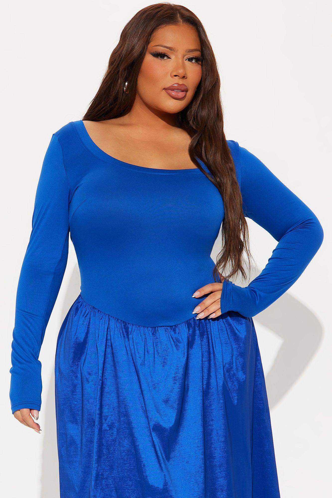 At A Glance Long Sleeve Midi Dress - Royal Product Image