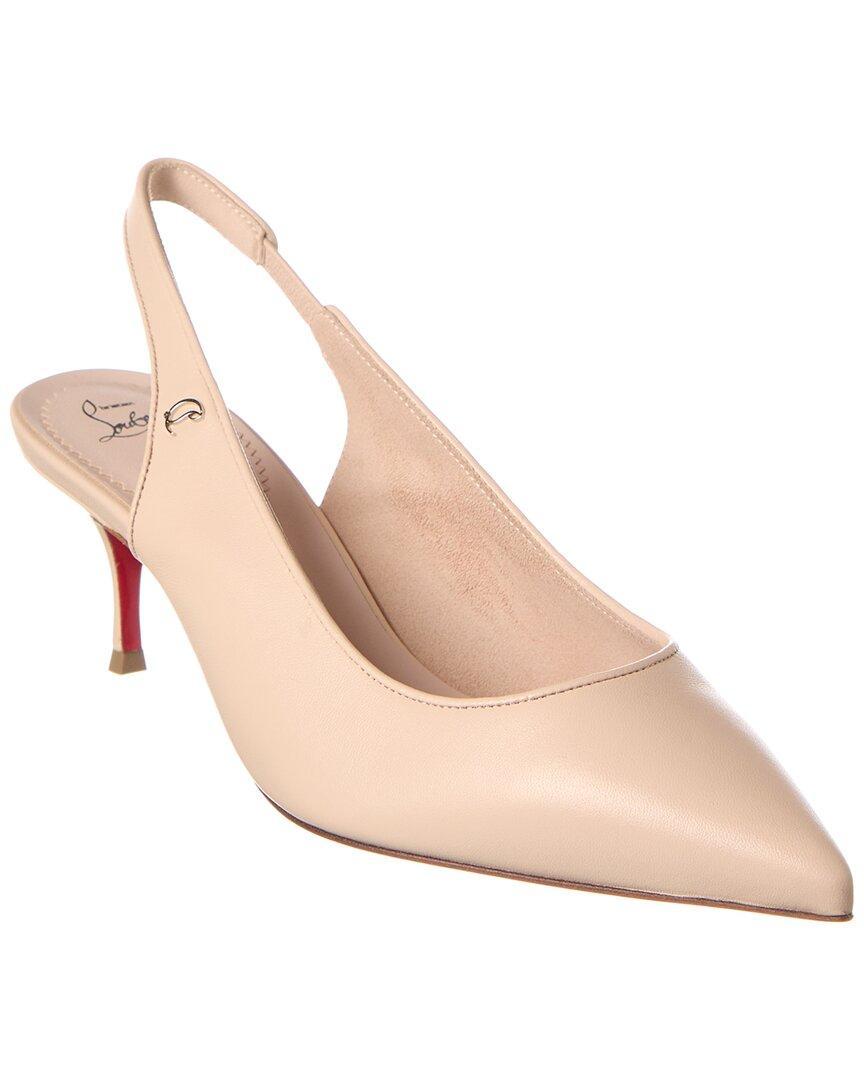 CHRISTIAN LOUBOUTIN Sporty Kate 55 Leather Slingback Pump In Beige Product Image