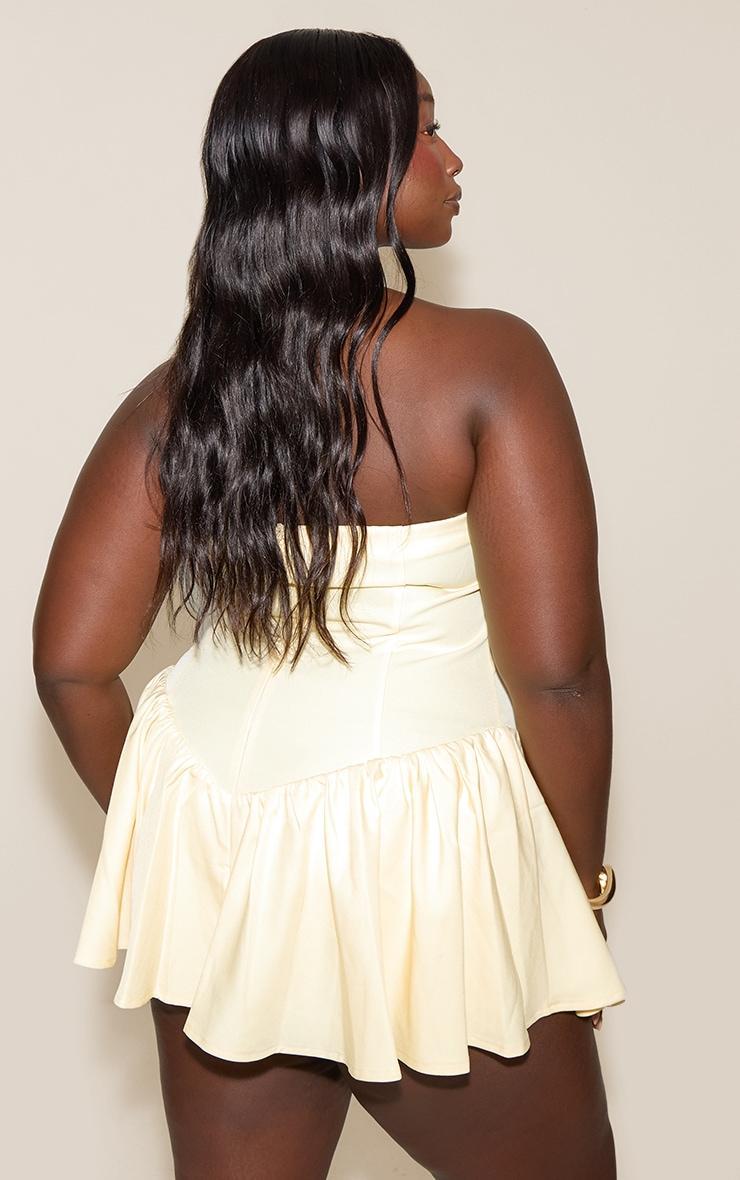 Plus Butter Cream. Woven Bandeau Dropped Waist Romper Product Image