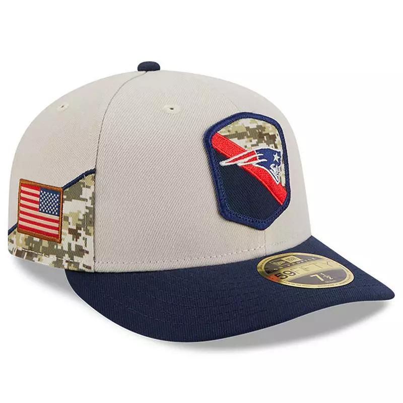 Mens New Era Stone/Navy New England Patriots 2023 Salute To Service Low Profile 59FIFTY Fitted Hat Product Image