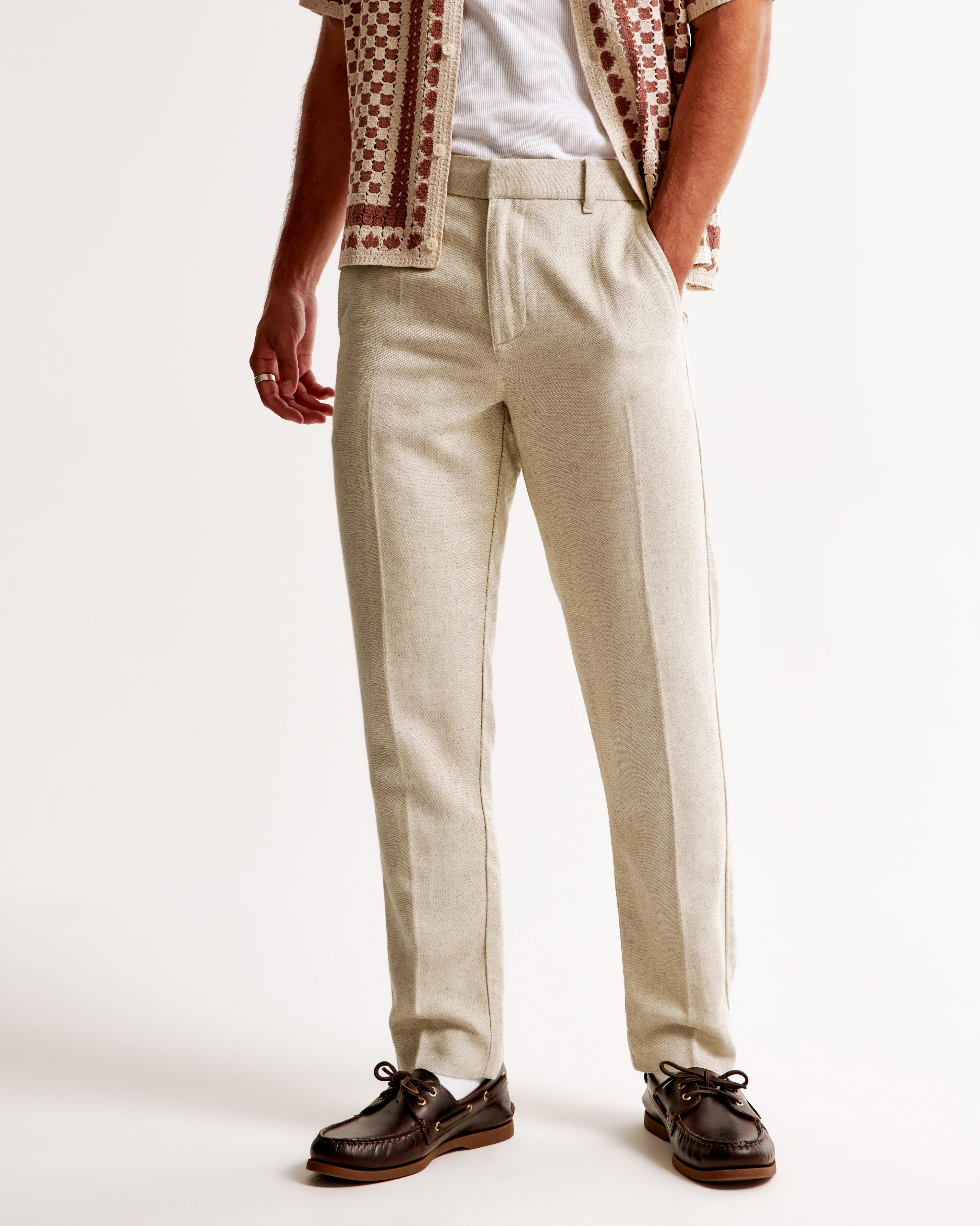 Straight Tailored Linen-Blend Fixed Waist Pant Product Image