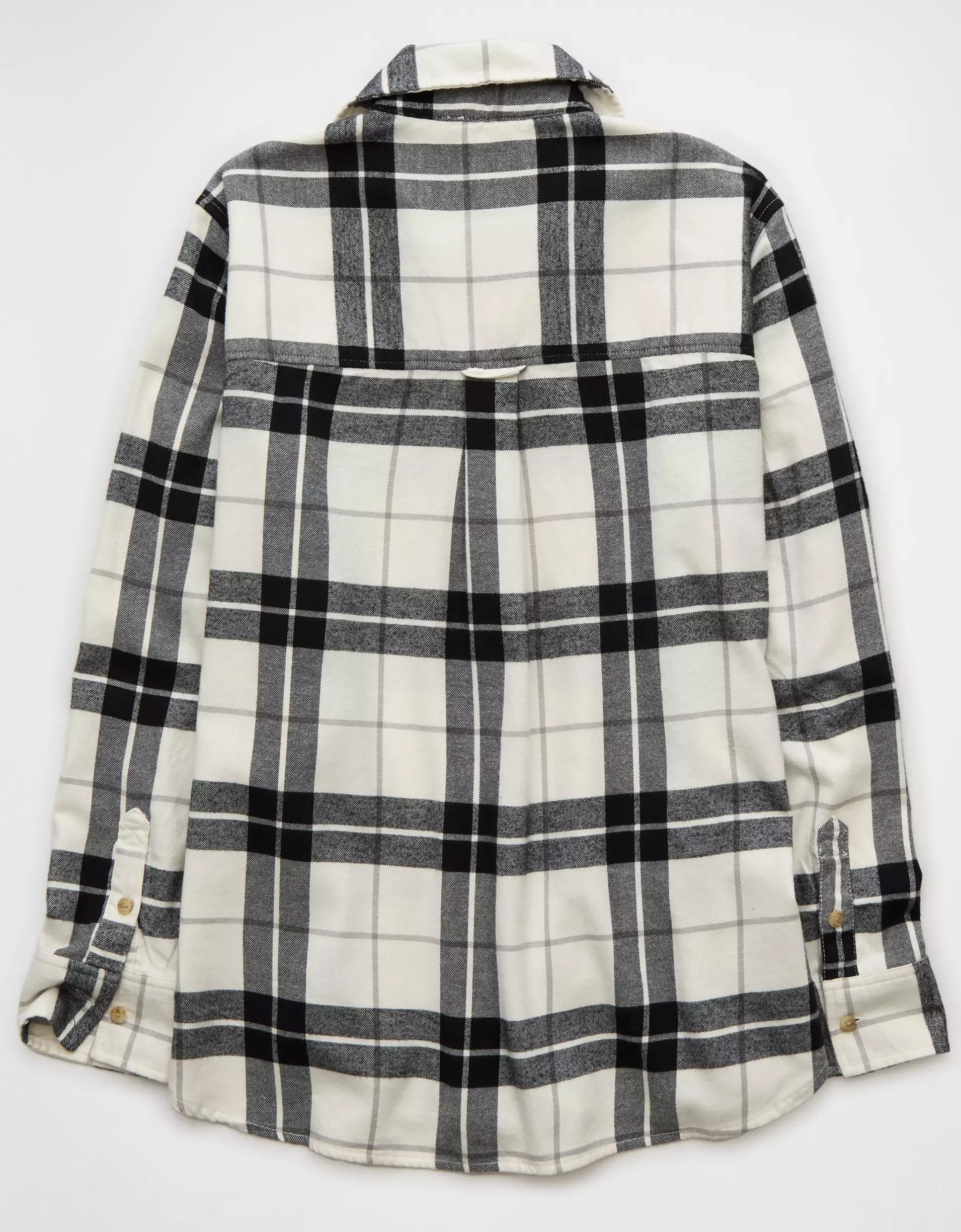 AE Oversized Plaid Button-Up Shirt Product Image