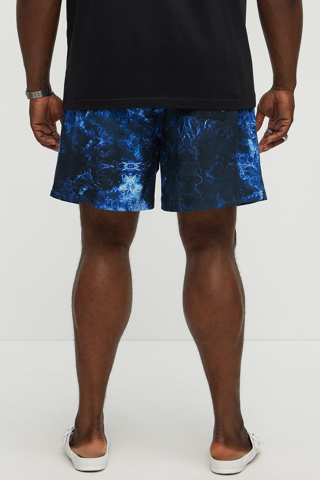Midnight Tide Printed Swim Classic Trunk - Black/Blue Product Image