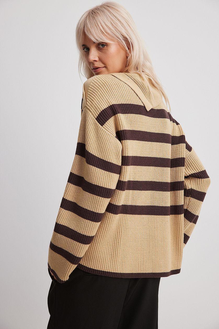 Striped Knitted Turtleneck Sweater Product Image