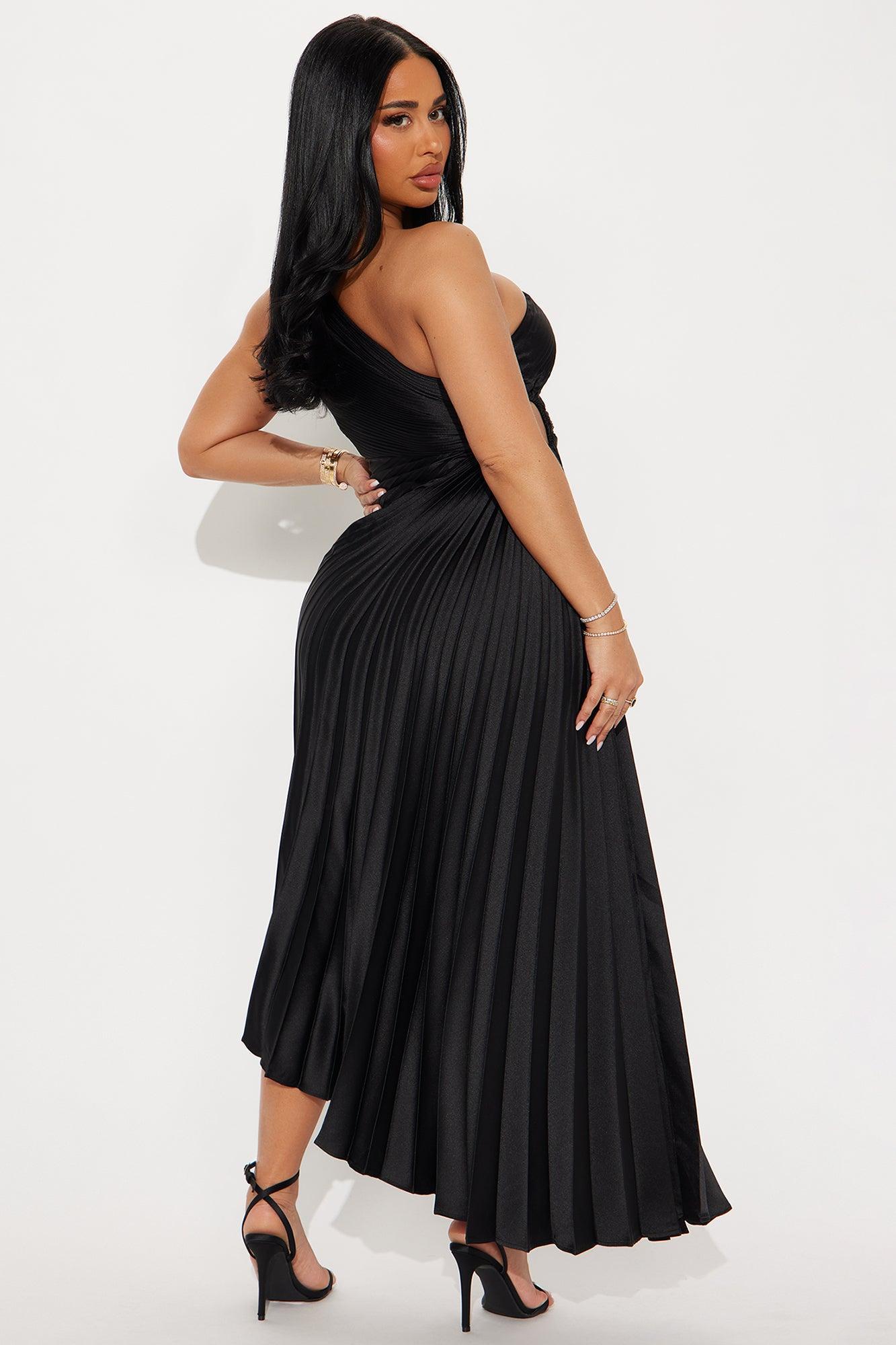 Belle Satin Maxi Dress - Black Product Image
