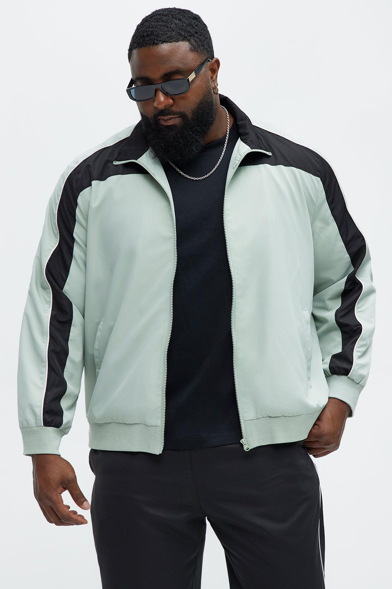 Lightweight Paneled Track Jacket - Sage/combo Product Image