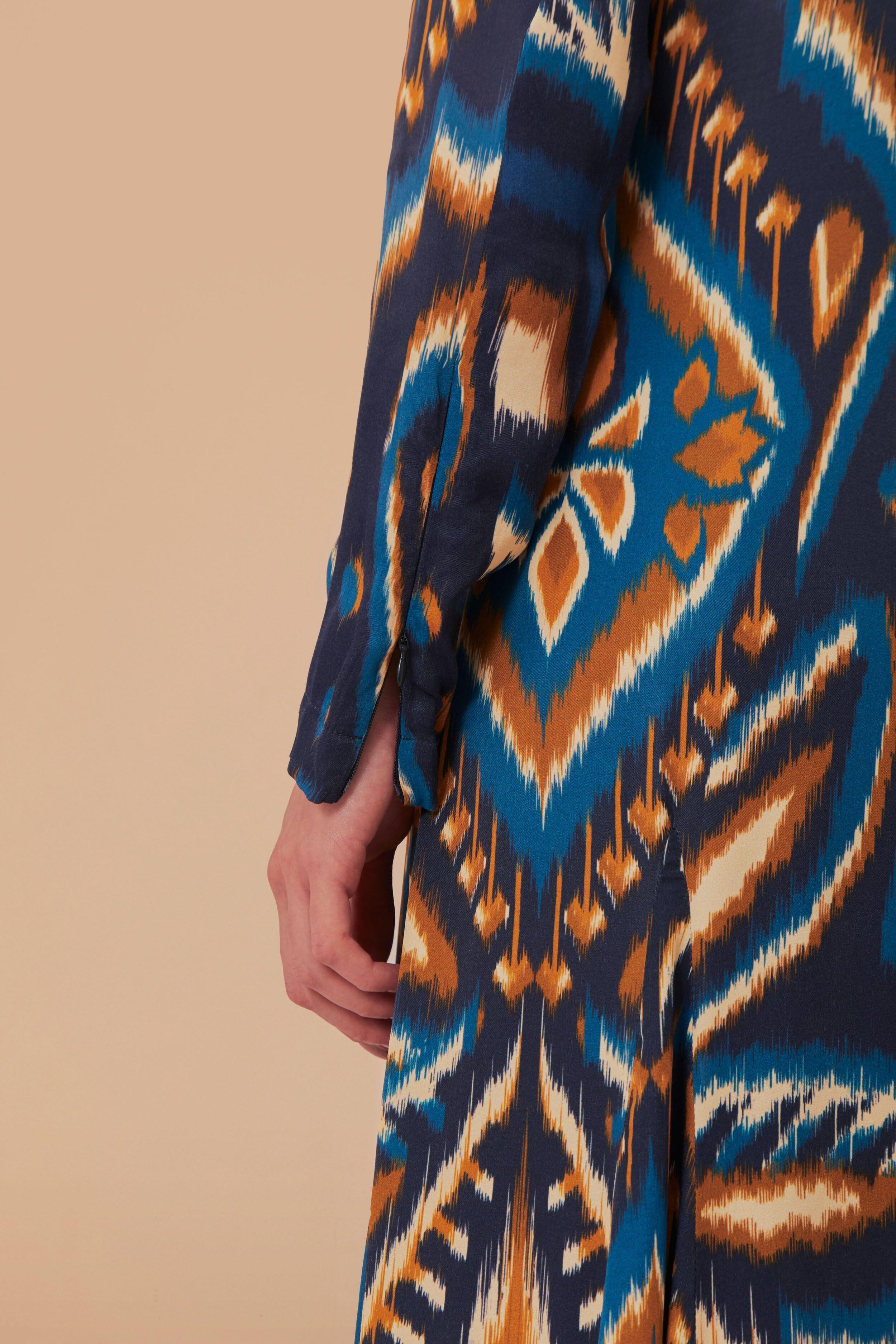 Blue Pineapple Ikat LENZING ECOVERO Viscose Maxi Dress, PINEAPPLE IKAT BLUE / S Product Image