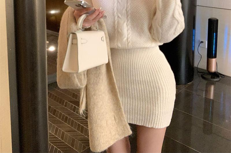 Cable-Knit Bodycon Sweater Dress Product Image