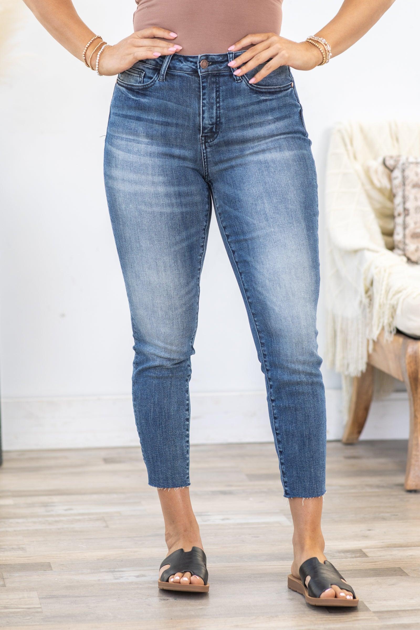 Judy Blue High-Rise Raw Hem Relaxed Fit Jean Product Image