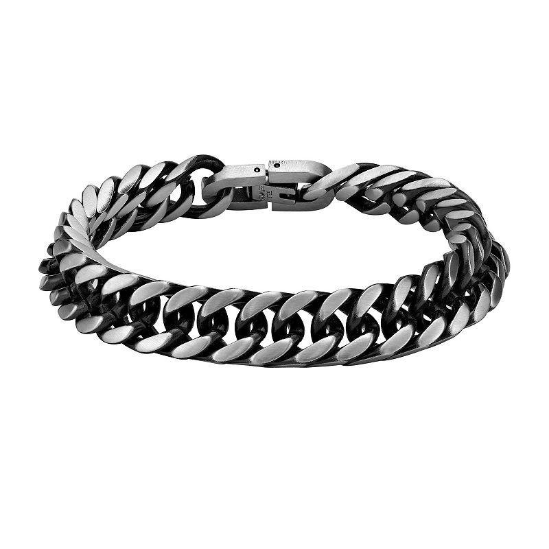 LYNX Mens 10 mm Black Ion-Plated Stainless Steel Curb Chain Bracelet Product Image