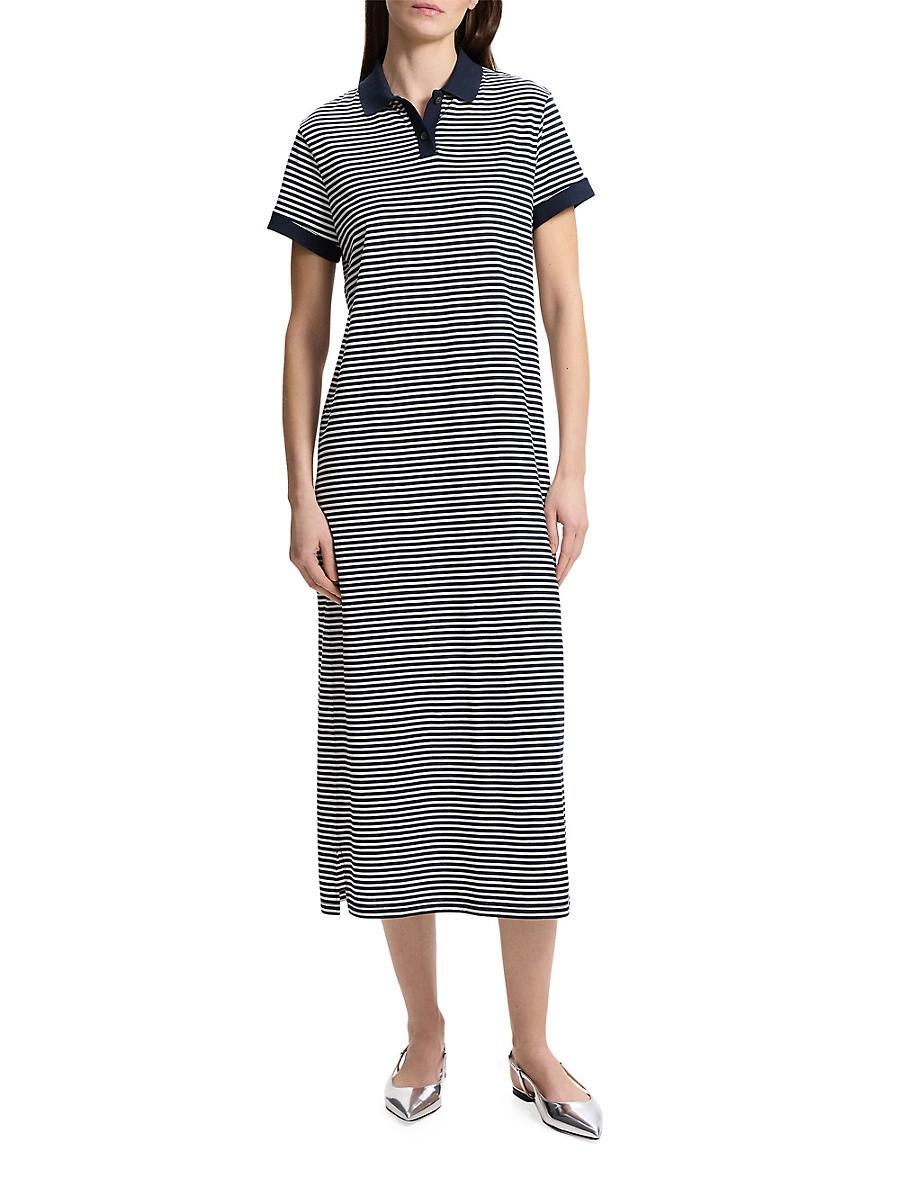 Womens Striped Jersey Polo Midi-Dress Product Image