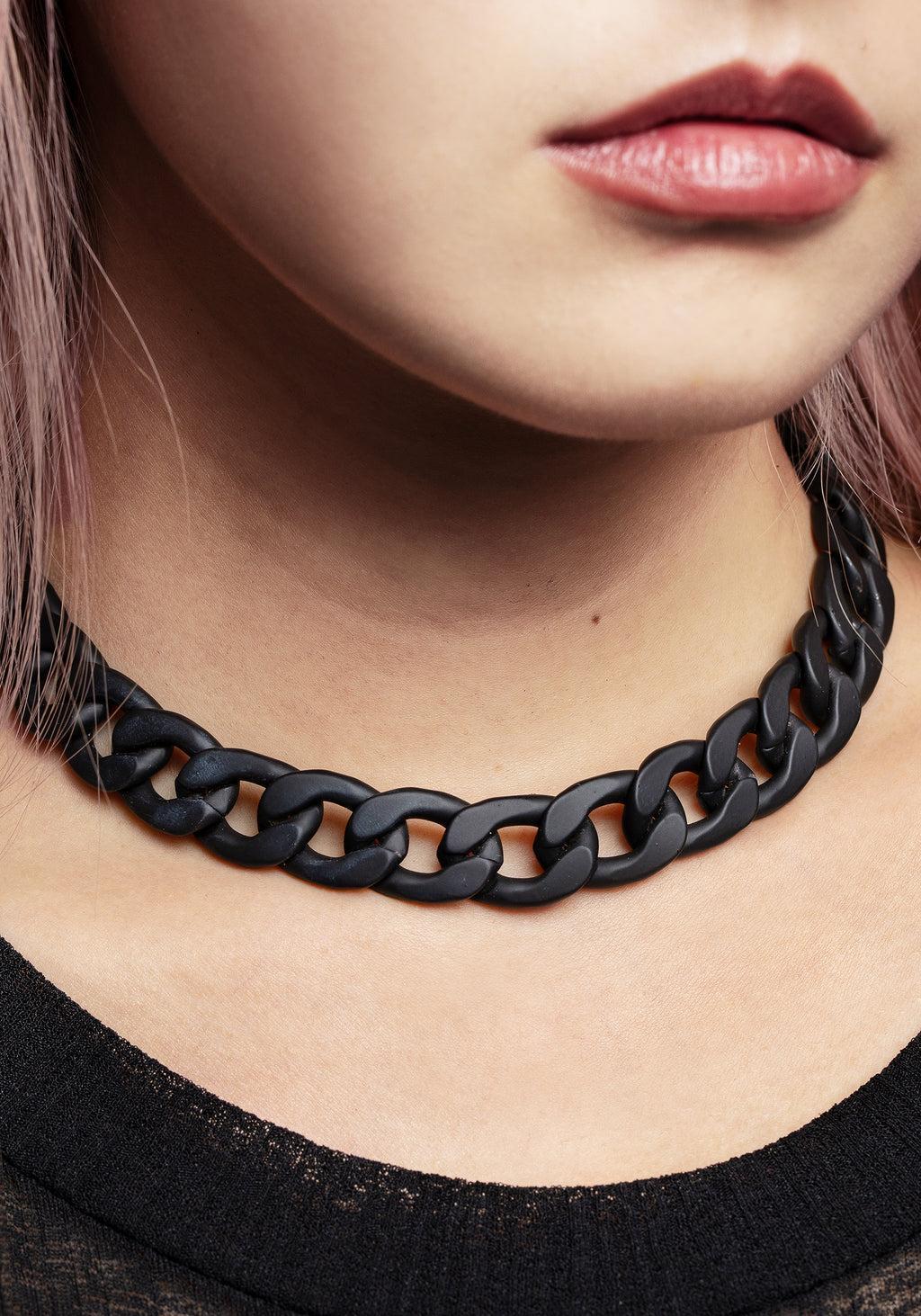 Jet Chunky Rope Chain Choker Necklace Product Image