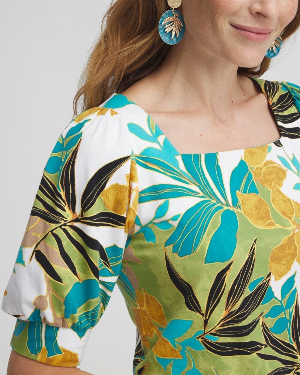 Palm Print Square Neck Top Product Image