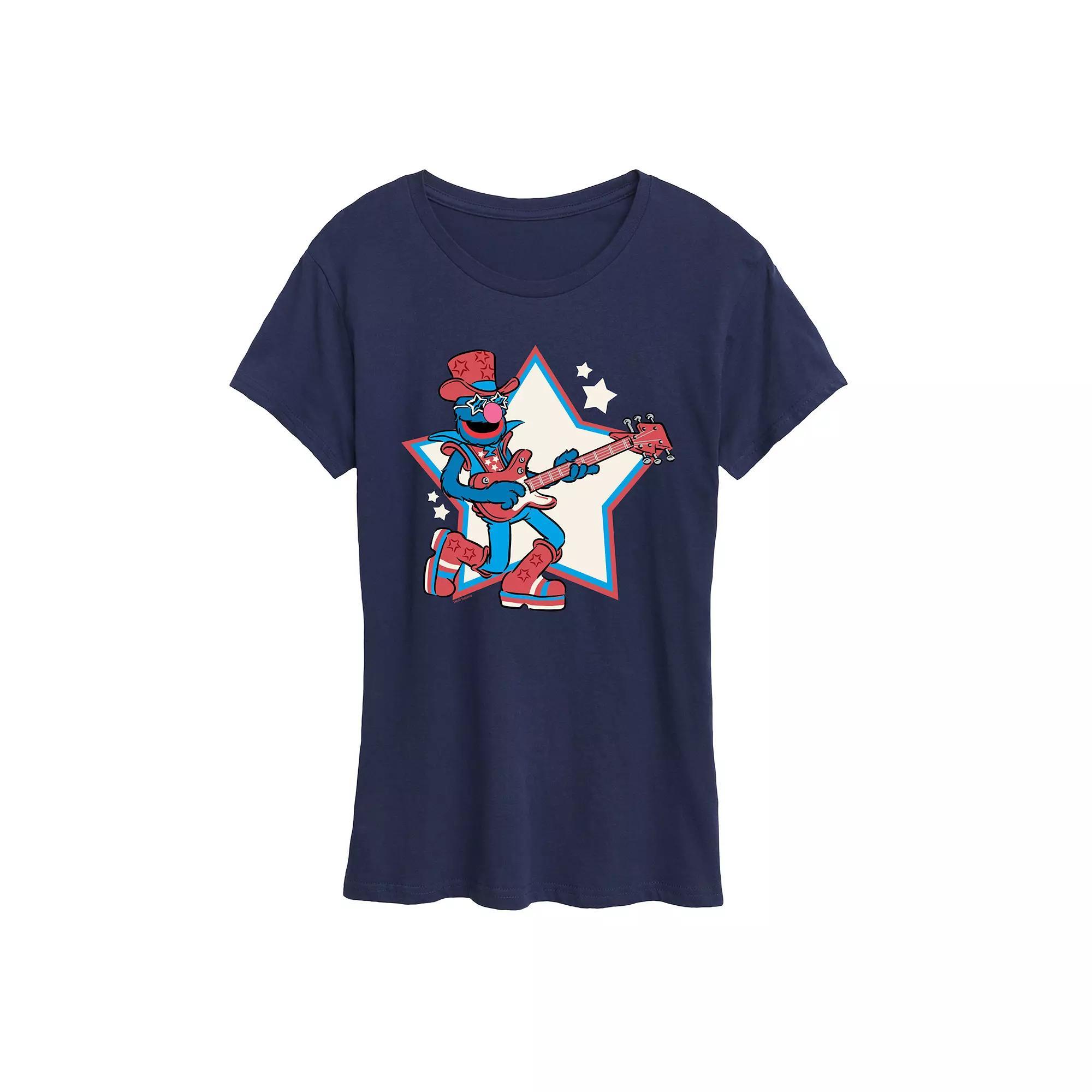 Women's Sesame Street Grover Rock Star Graphic Tee, Size: Medium, Blue Product Image