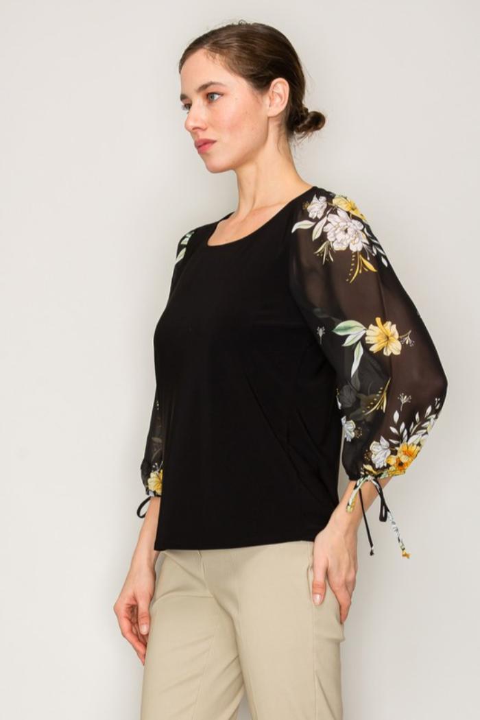 Floral Sheer Sleeve Blouse Product Image