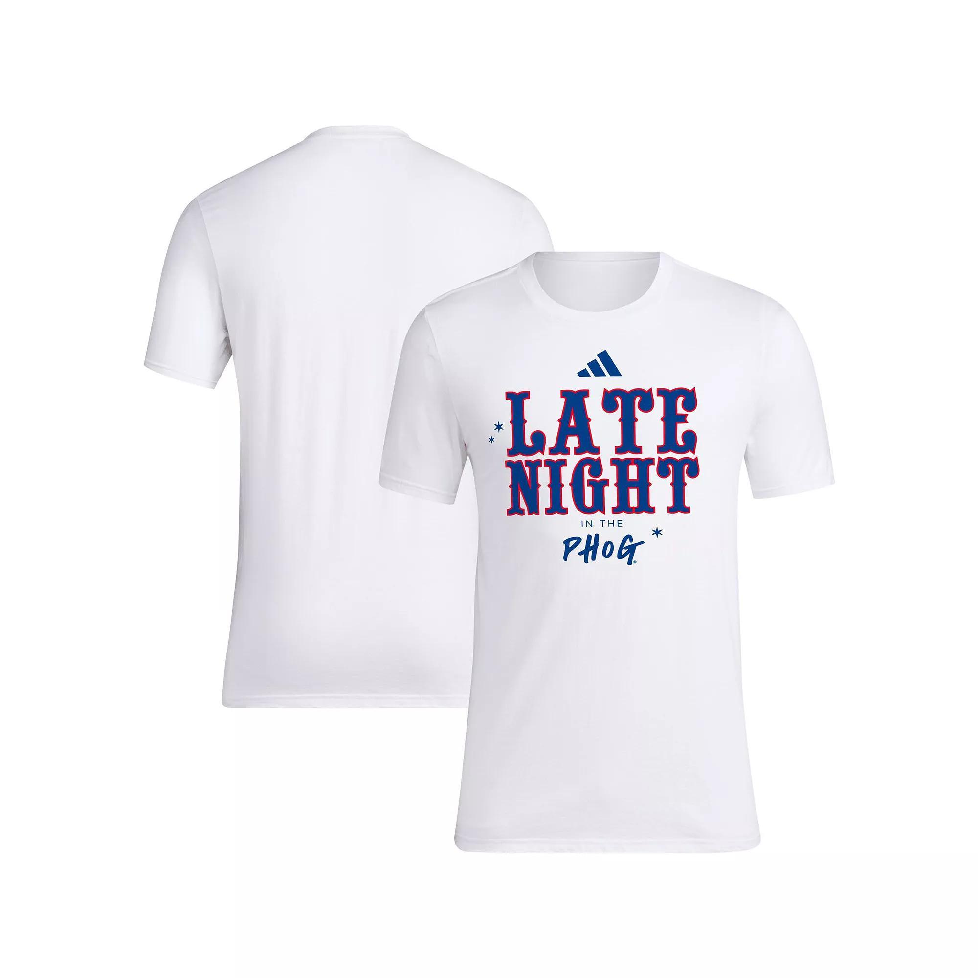 Men's adidas White Kansas Jayhawks Late Night in the Phog T-Shirt, Size: 2XL Product Image