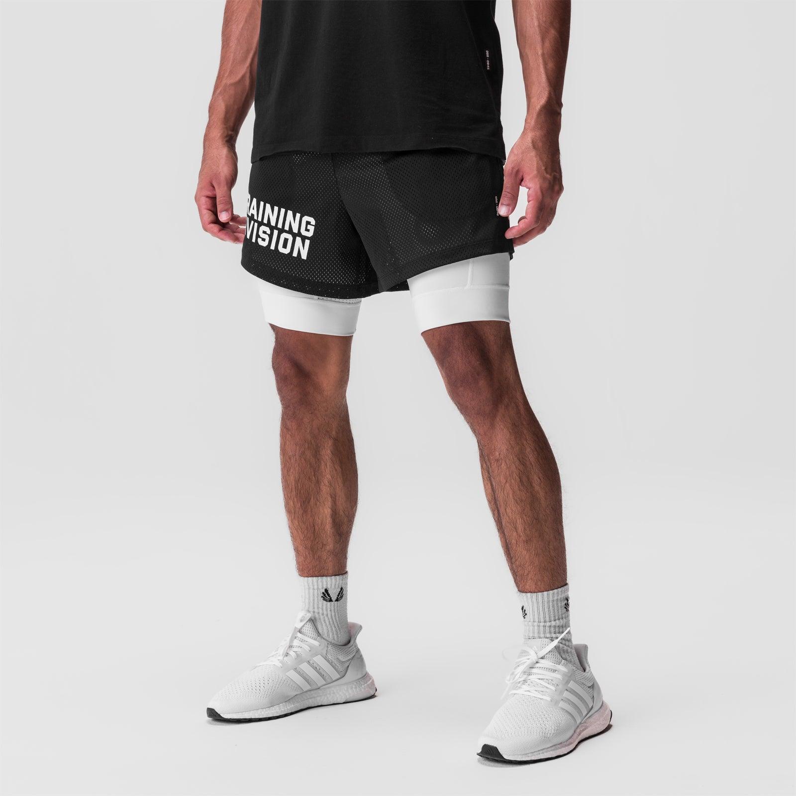 0848. SilverPlus™ Mesh 5" Liner Short - Black/White "Training Division" Male Product Image