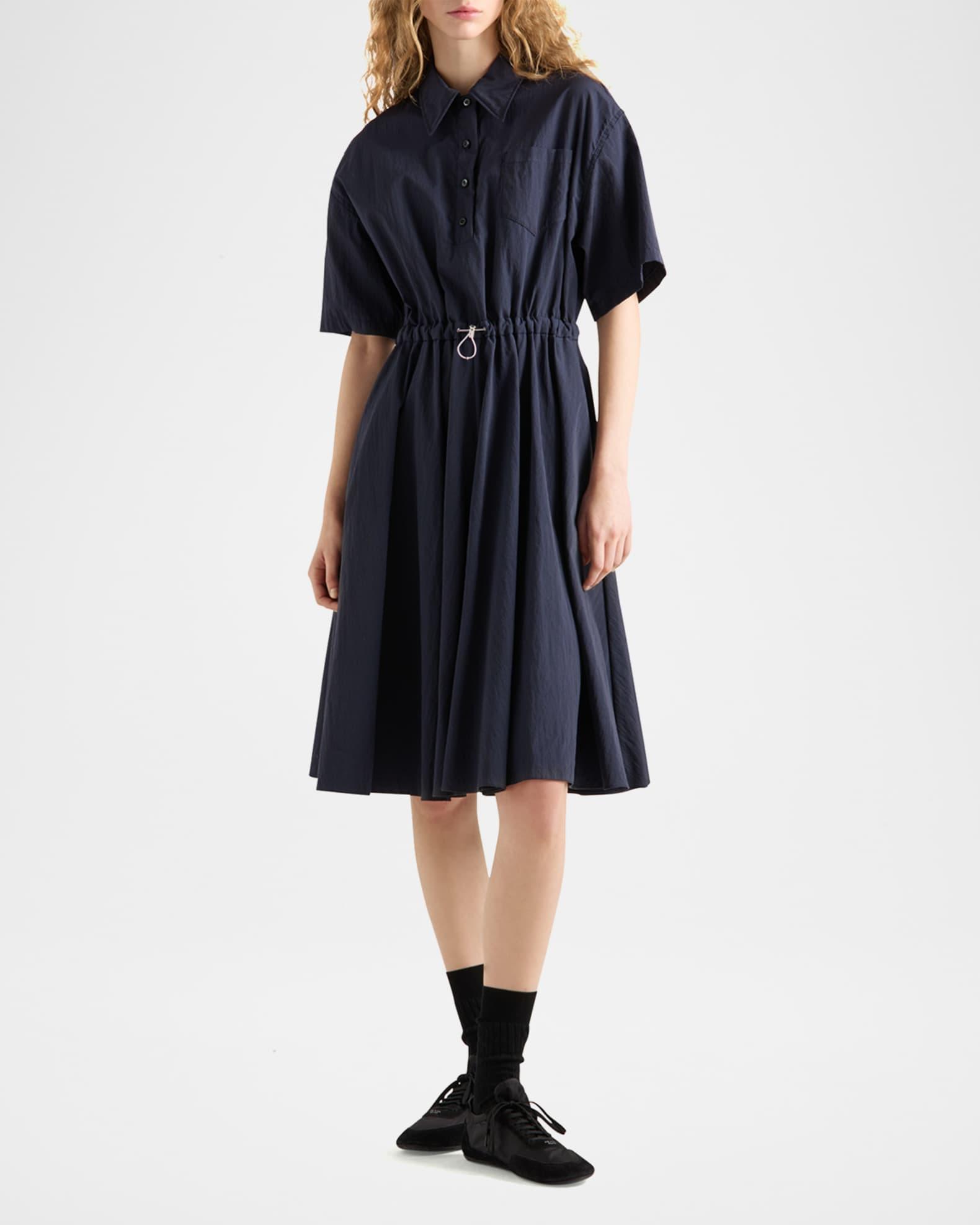 Drawstring Pleated Midi Dress Product Image