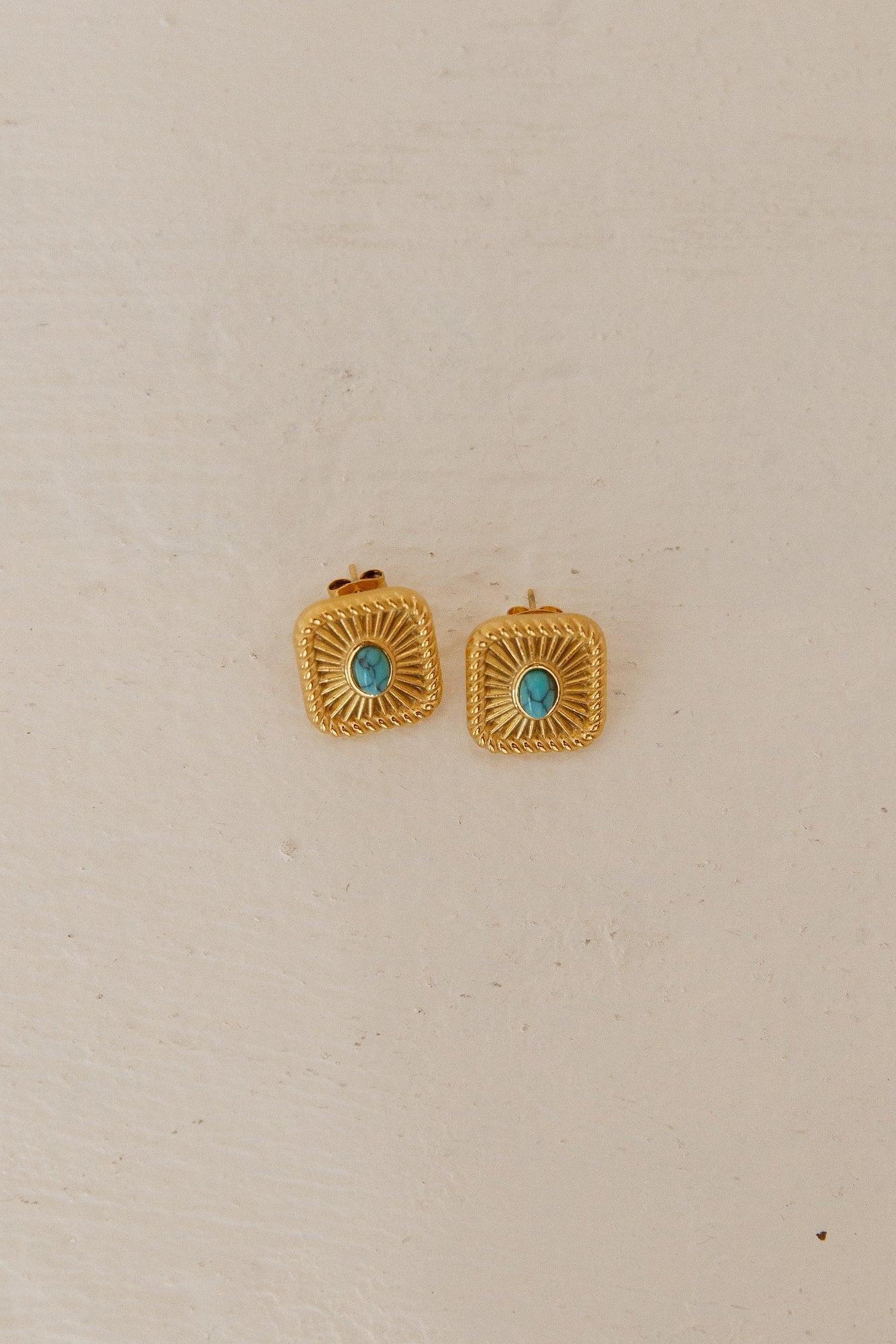 18K Gold Plated Secret Gems Earrings Gold Product Image