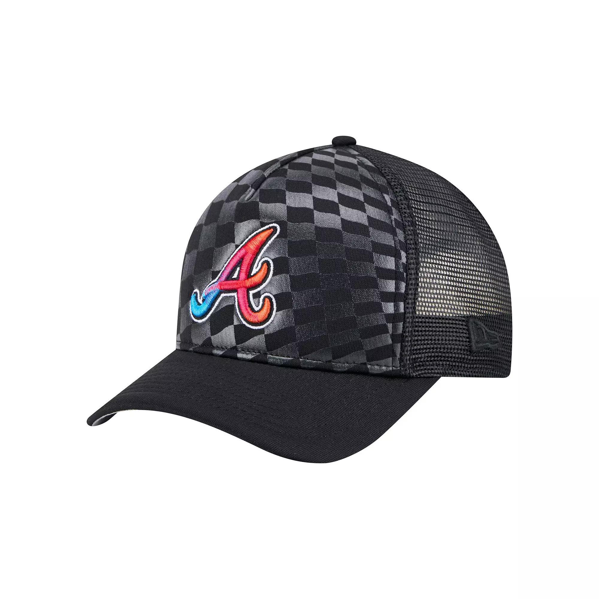 Men's New Era Black Atlanta Braves Gradient 9FORTY A-Frame M-Crown Trucker Adjustable Hat Product Image