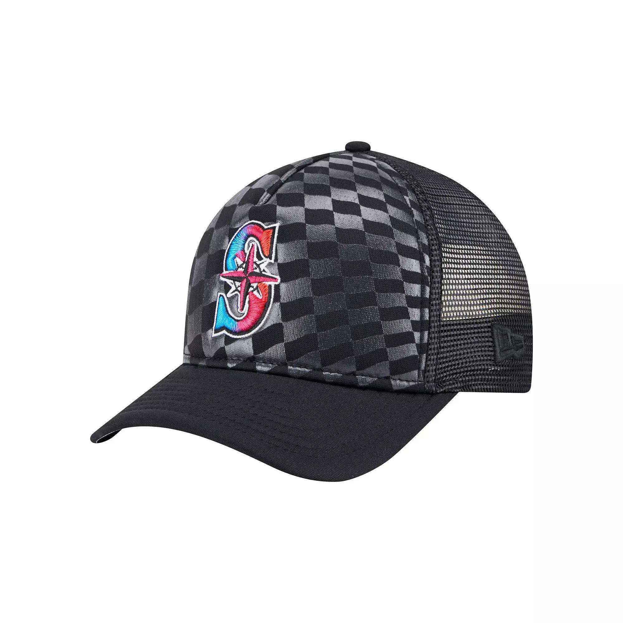 Men's New Era Black Seattle Mariners Gradient 9FORTY A-Frame M-Crown Trucker Adjustable Hat Product Image