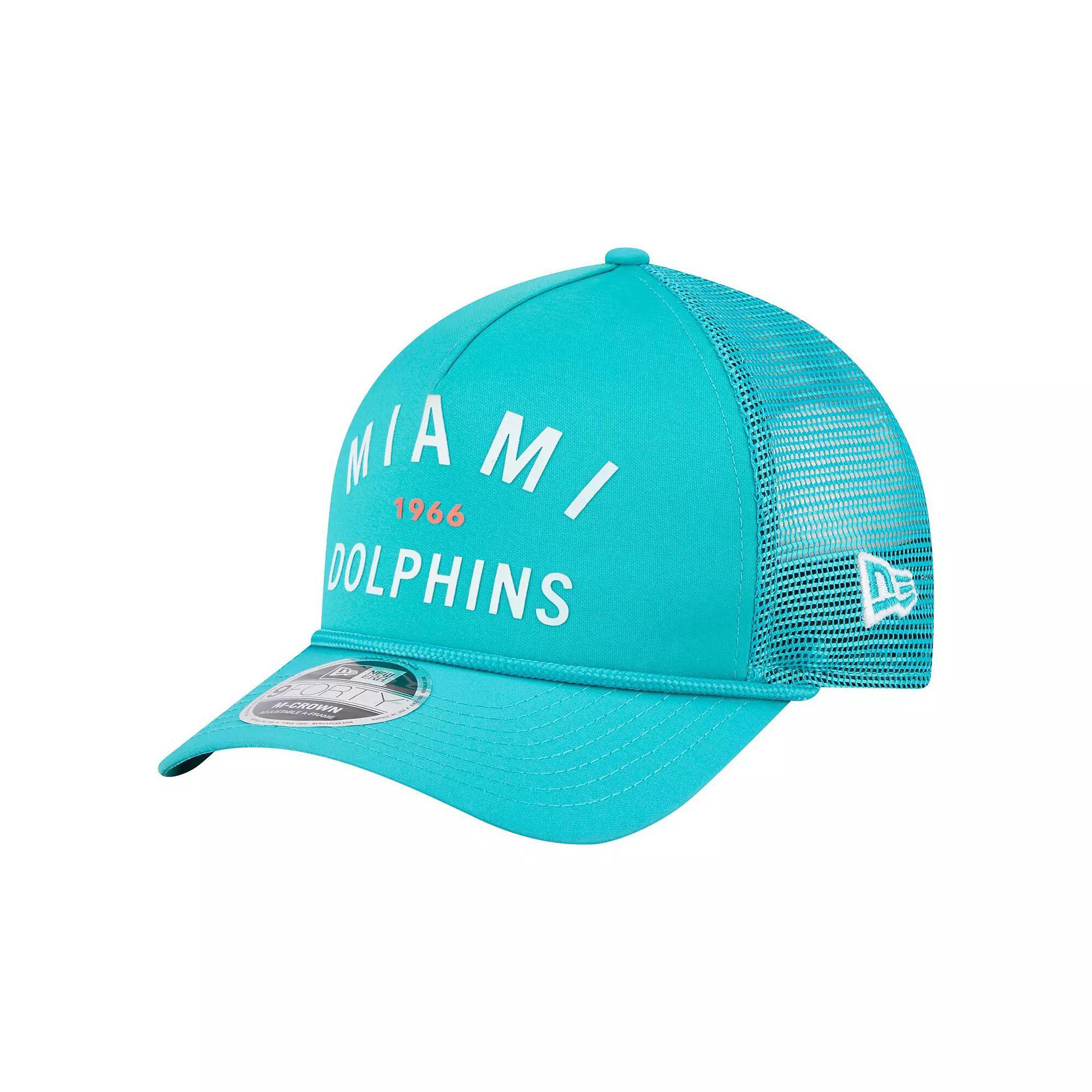 Men's New Era Aqua Miami Dolphins Active Minimalist M-Crown A-Frame 9FORTY Adjustable Hat, Turquoise A Product Image