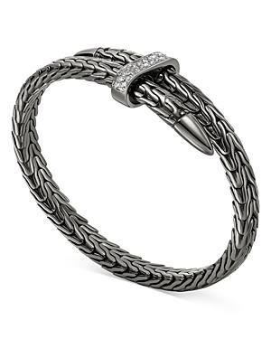 JOHN HARDY Black Rhodium Plated Silver Classic Chain Diamond Pave Bypass Bracelet Product Image