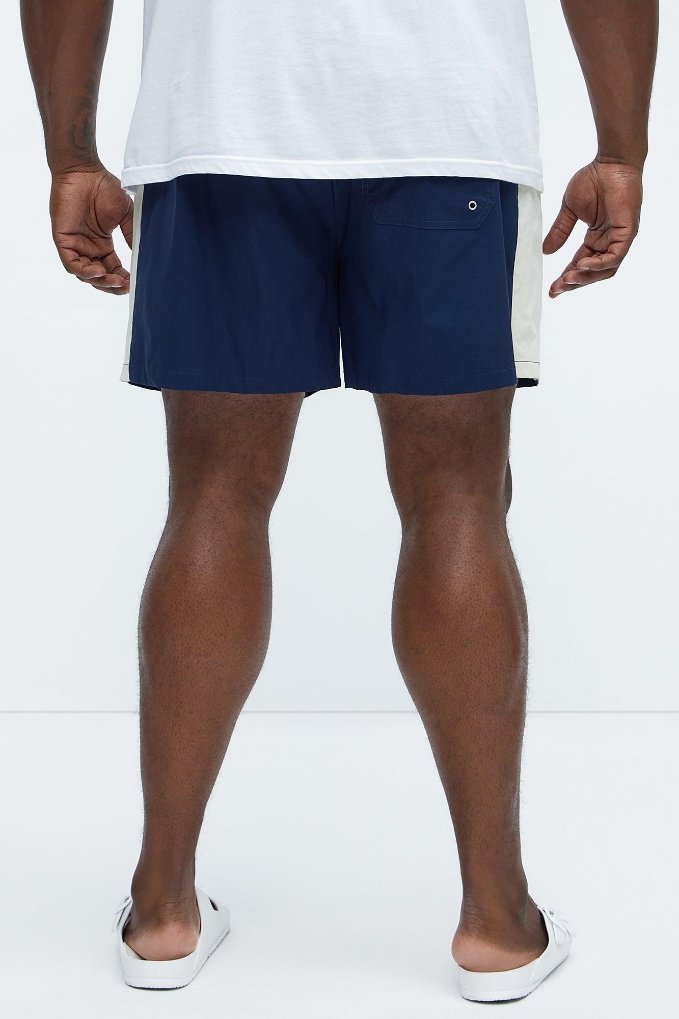 Contrast On The Side Swim Mid Trunk - Navy/combo Product Image