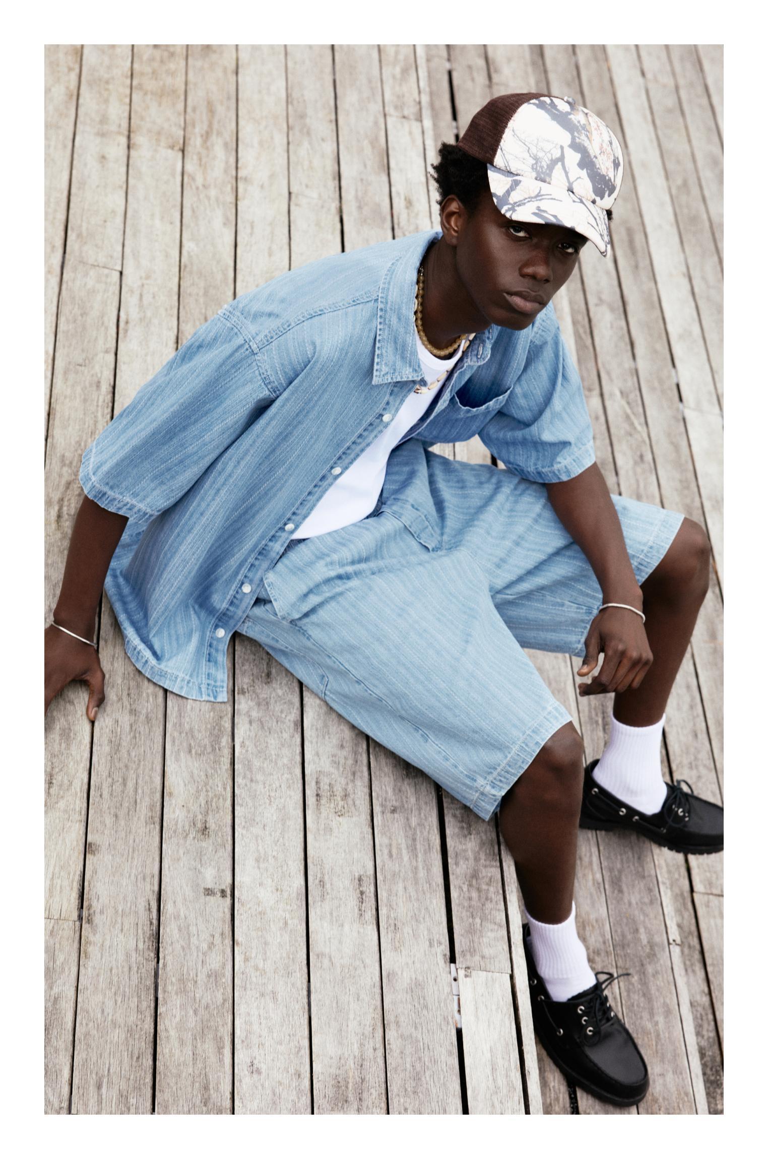 Jacquard denim Bermuda shorts Product Image