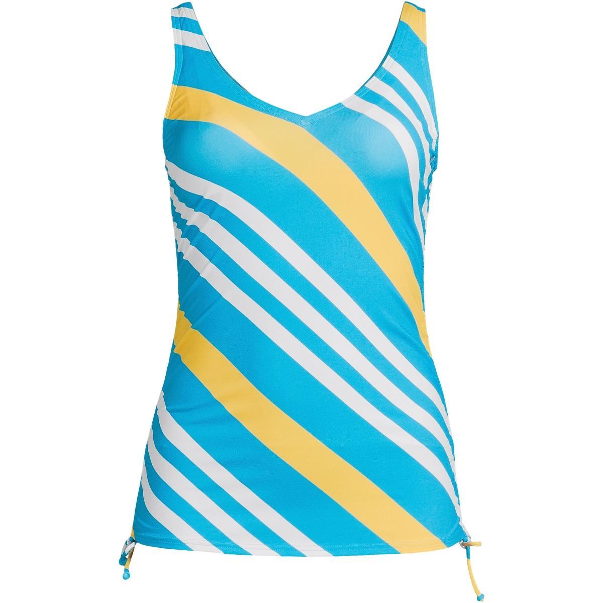 Womens Lands End Ruched-Sides V-Neck UPF 50 Tankini Swimsuit Top Deep Blue Product Image