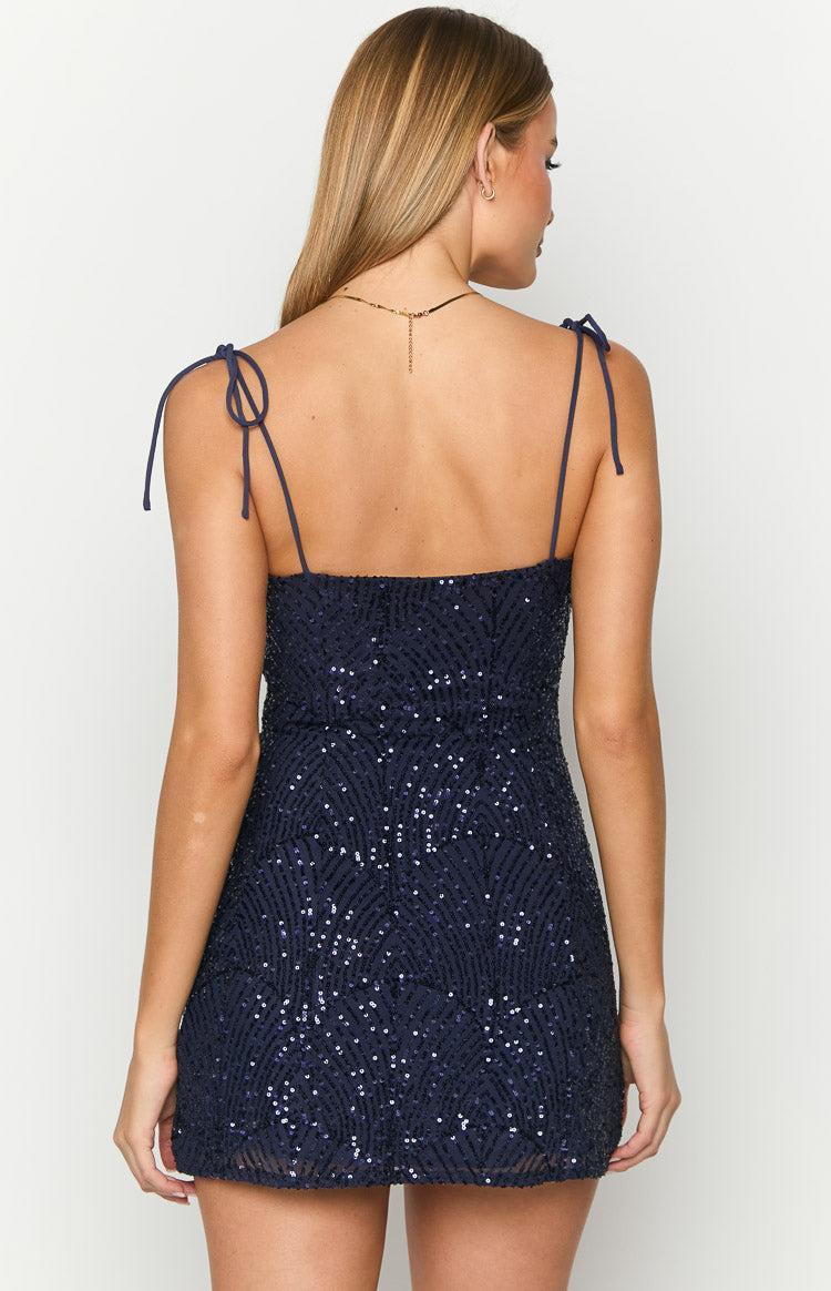 Penny Lane Navy Sequin Mini Dress Product Image