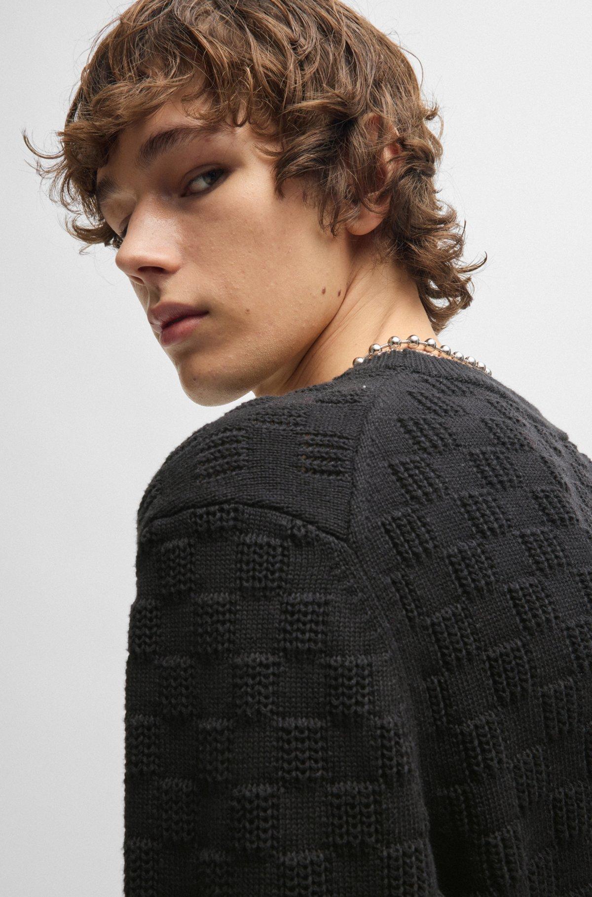 Cotton relaxed-fit sweater with jacquard pattern Product Image