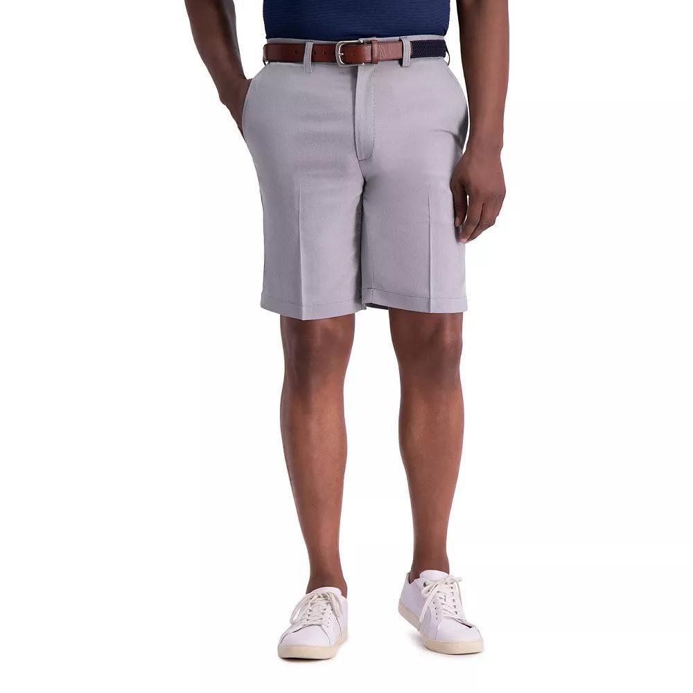 Men's Haggar® 9.5" Cool 18® PRO Straight-Fit Solid Oxford Stretch Flat-Front Shorts, Size: 32, Grey Product Image