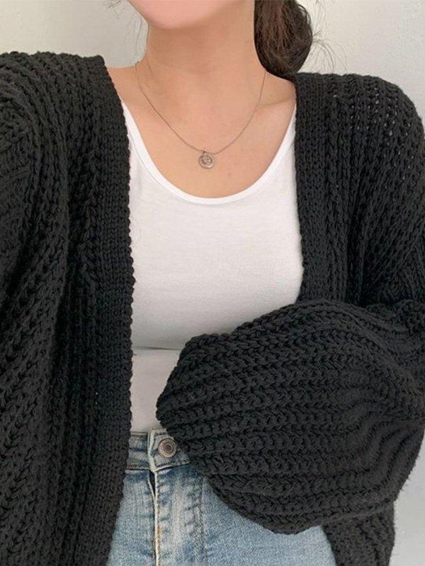 Open Front Long Sleeve Knit Cardigan Product Image