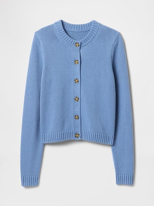 100% Cotton Crewneck Cardigan Product Image