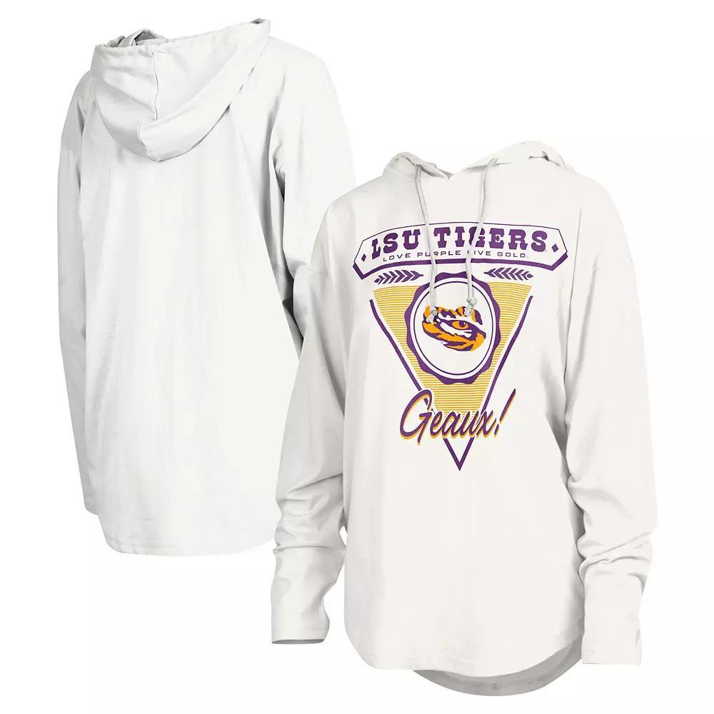 Women's Pressbox White LSU Tigers San Bruno Hoodie Long Sleeve T-Shirt,  Product Image