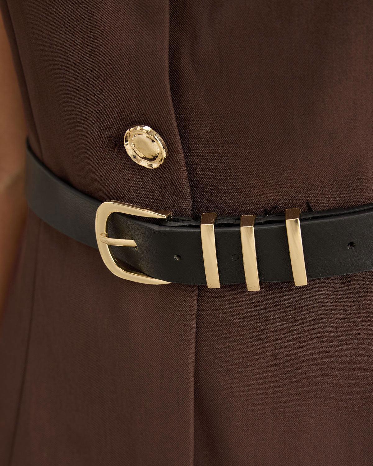 Brown Round Neck Button Vest Product Image