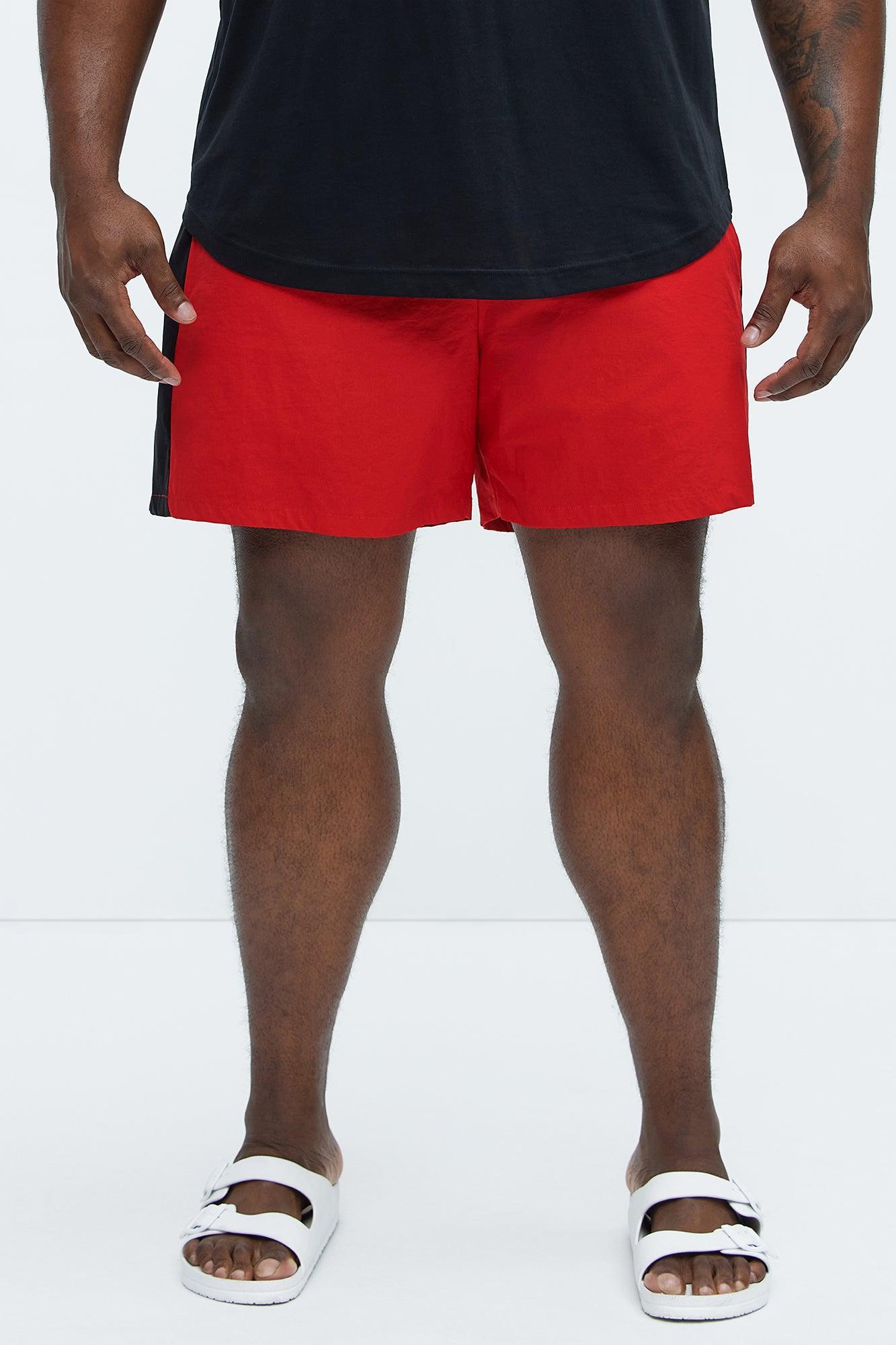 Contrast On The Side Swim Mid Trunk - Red/combo Product Image